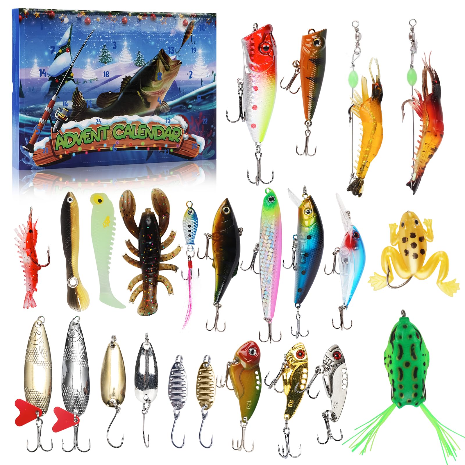 Fishing Advent Calendar 2025 – 24-Day Christmas Countdown with Lure Set