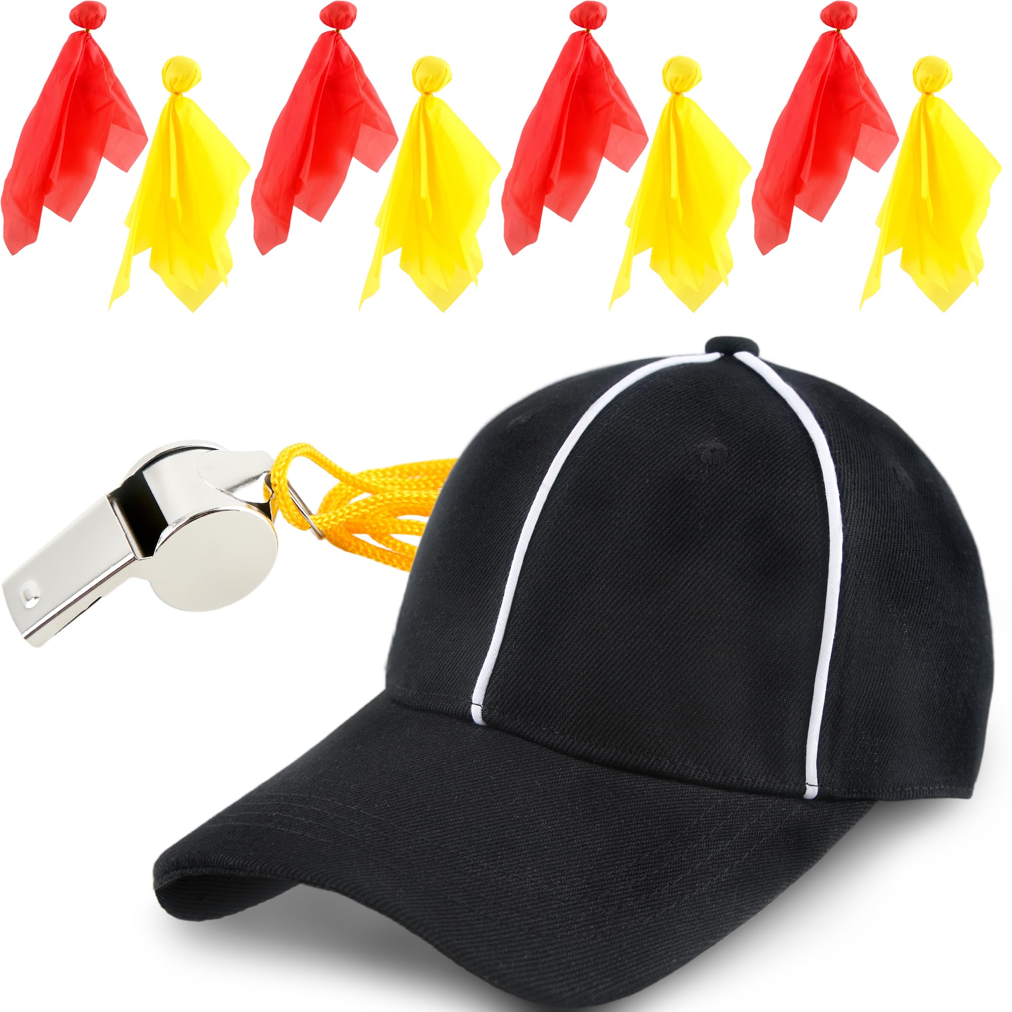 10-Piece Referee Hat & Flag Set with Whistle for Football Games