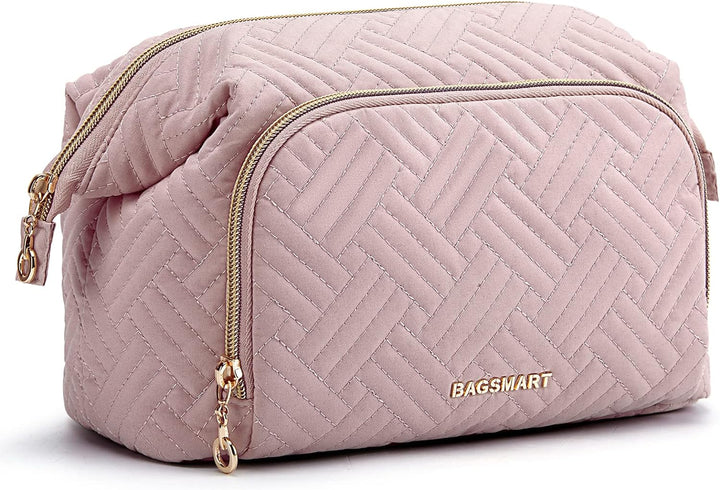 Travel Makeup Bag – Large Cosmetic Organizer Case with Wide-Open Design