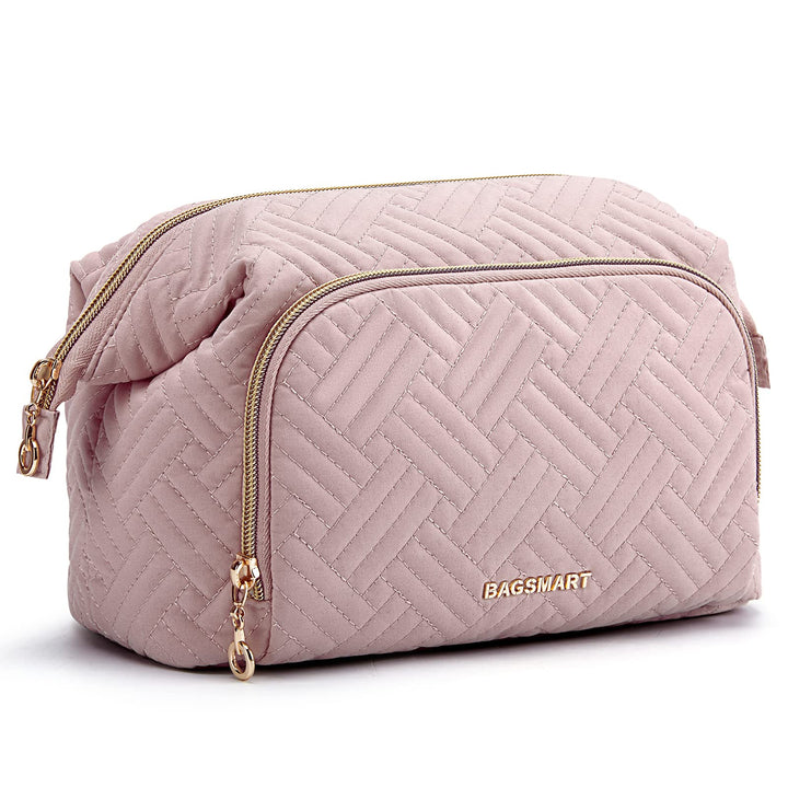 Travel Makeup Bag – Large Cosmetic Organizer Case with Wide-Open Design