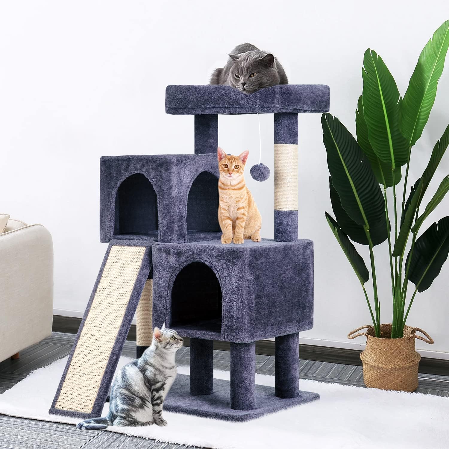 36-Inch Cat Tree for Indoor Cats – Multi-Level Cat Tower with Posts