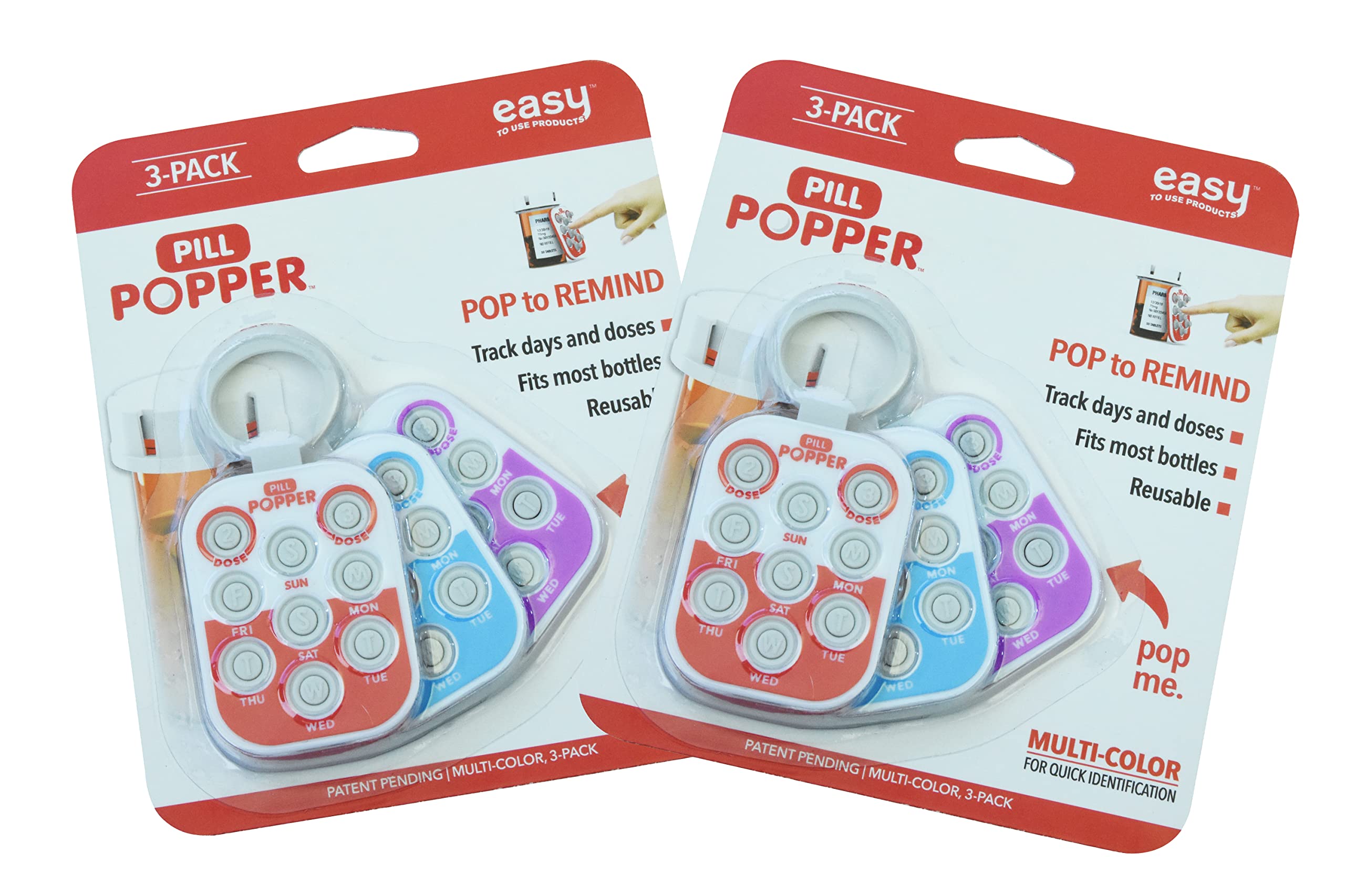 Pill Popper Medication Dose Tracker – 6 Pack Weekly Pill Reminder Rings