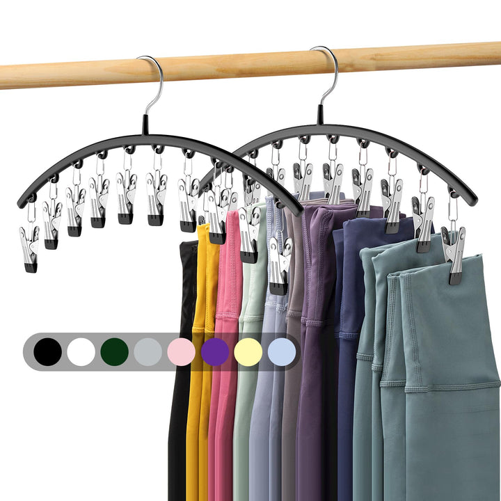 Legging Organizer for Closet – 2-Pack Metal Hangers with 10 Rubber-Coated