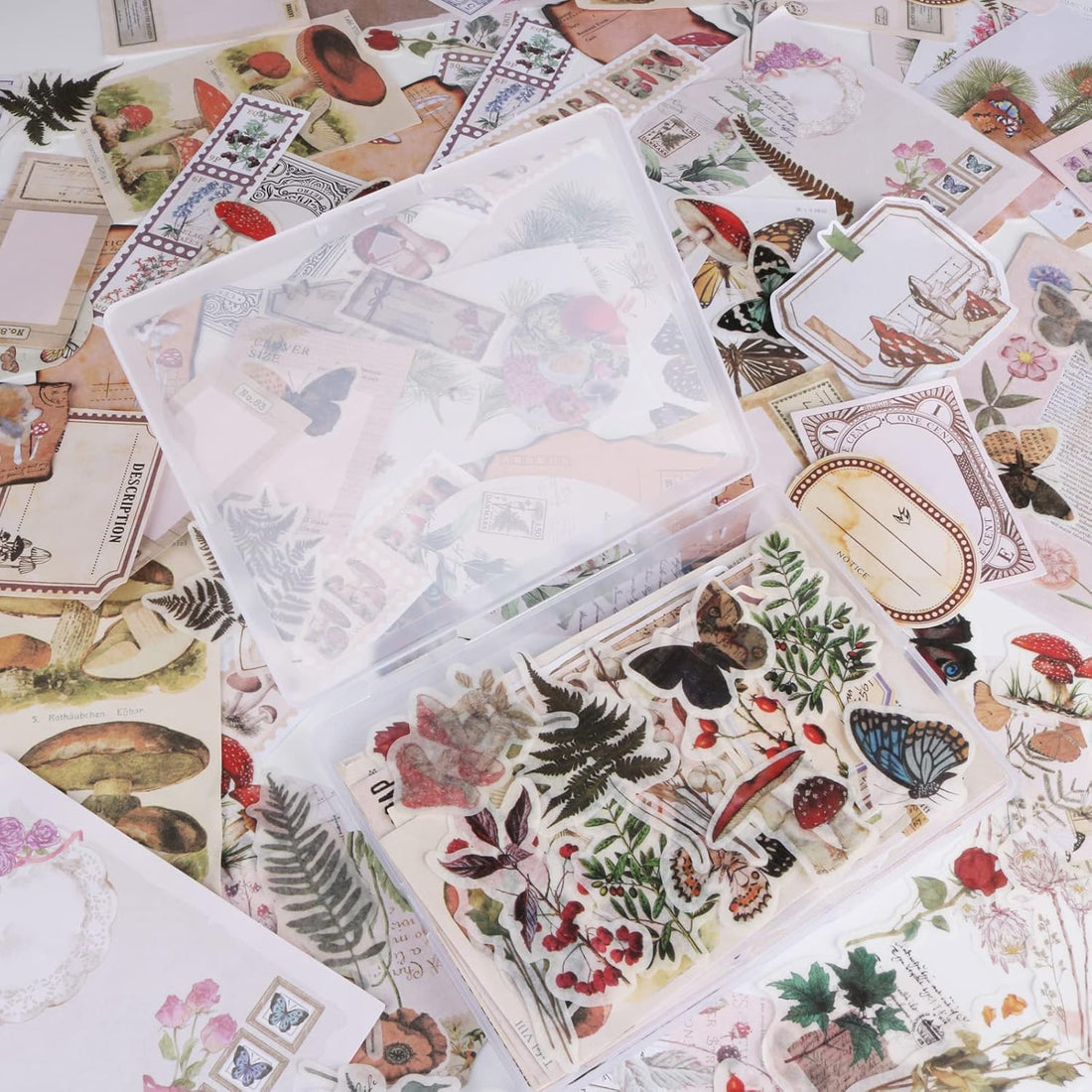 200 Vintage Scrapbook Stickers – Washi  Matte Set for Journals Crafts