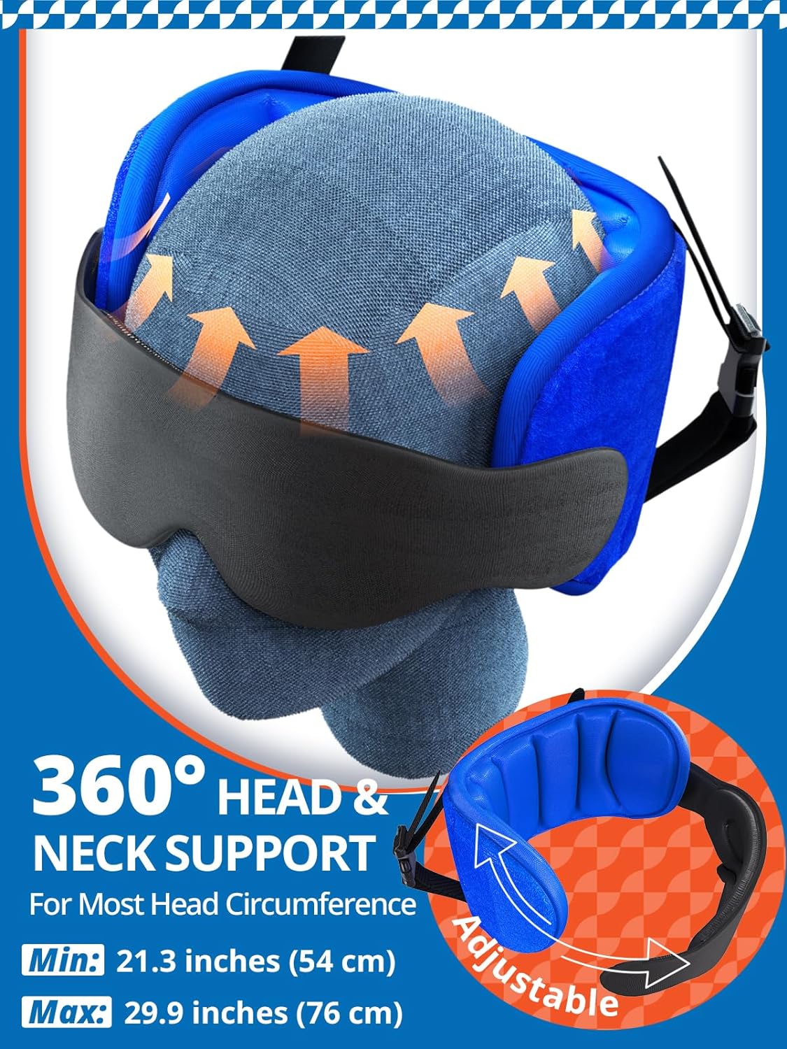 Travel Pillow for Airplanes – 360° Neck Support with Eye Mask & Strap