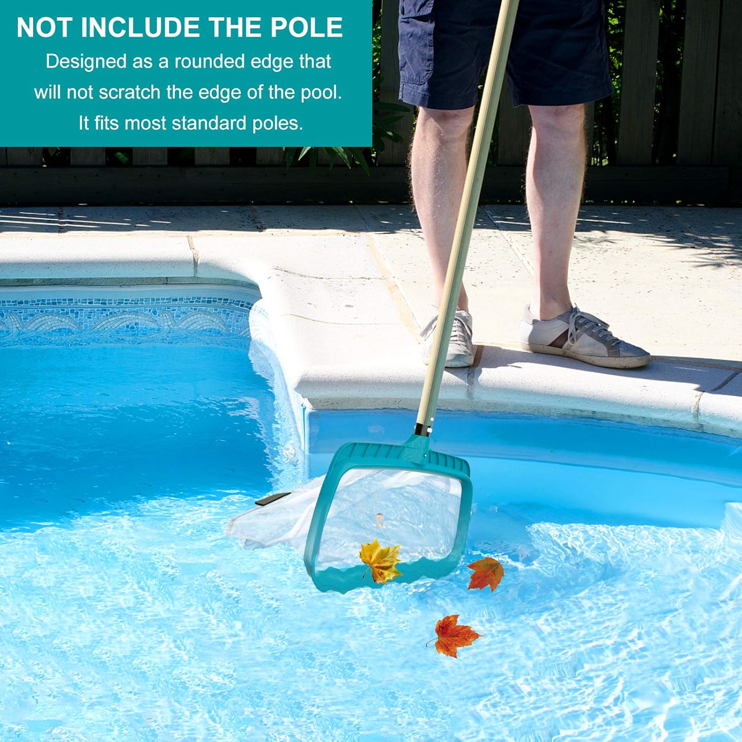Professional Pool Skimmer Net – Heavy Duty Swimming Leaf Rake Cleaning Tool