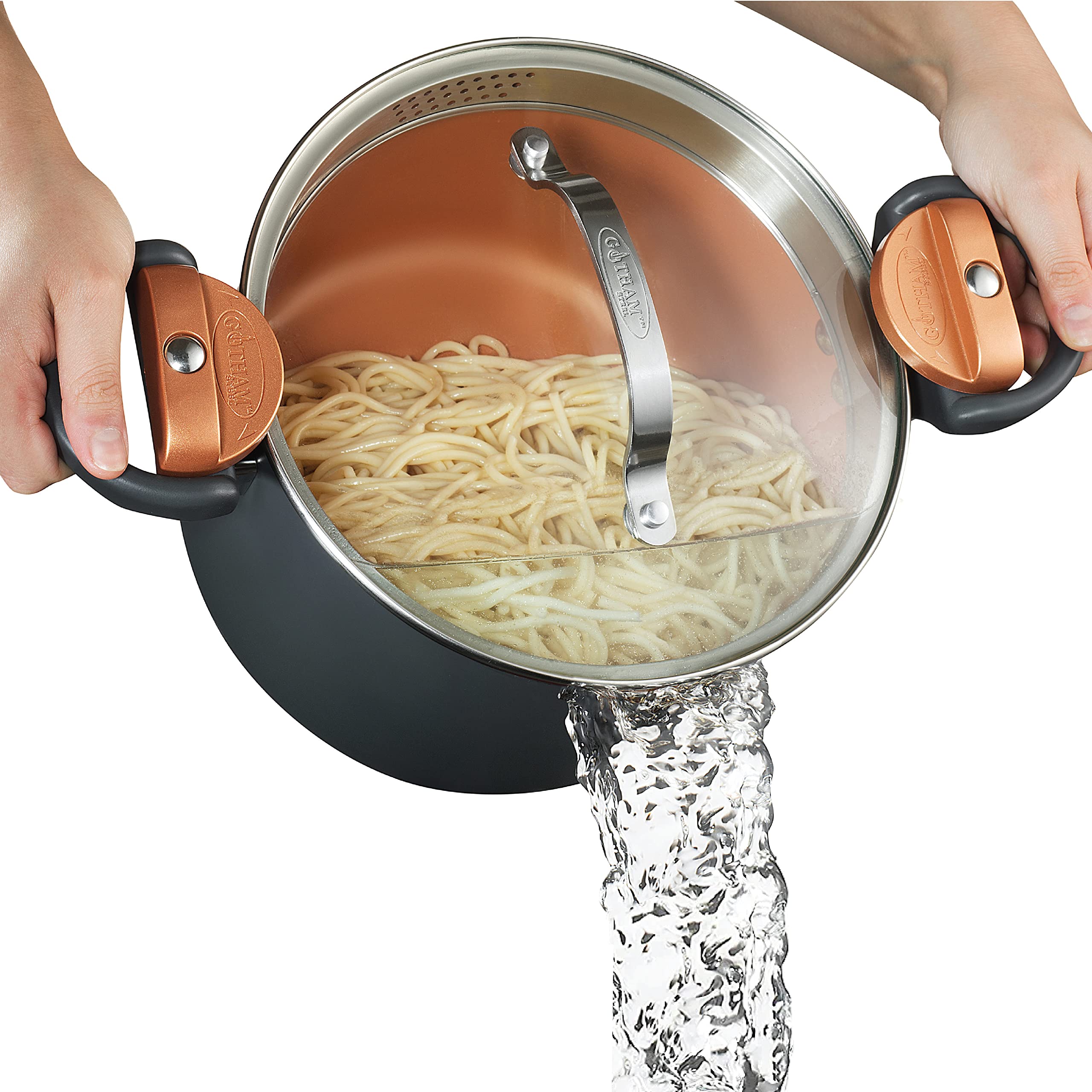 STEEL 5 Qt Ceramic Stock Pot – Multipurpose Pasta Pot with Strainer