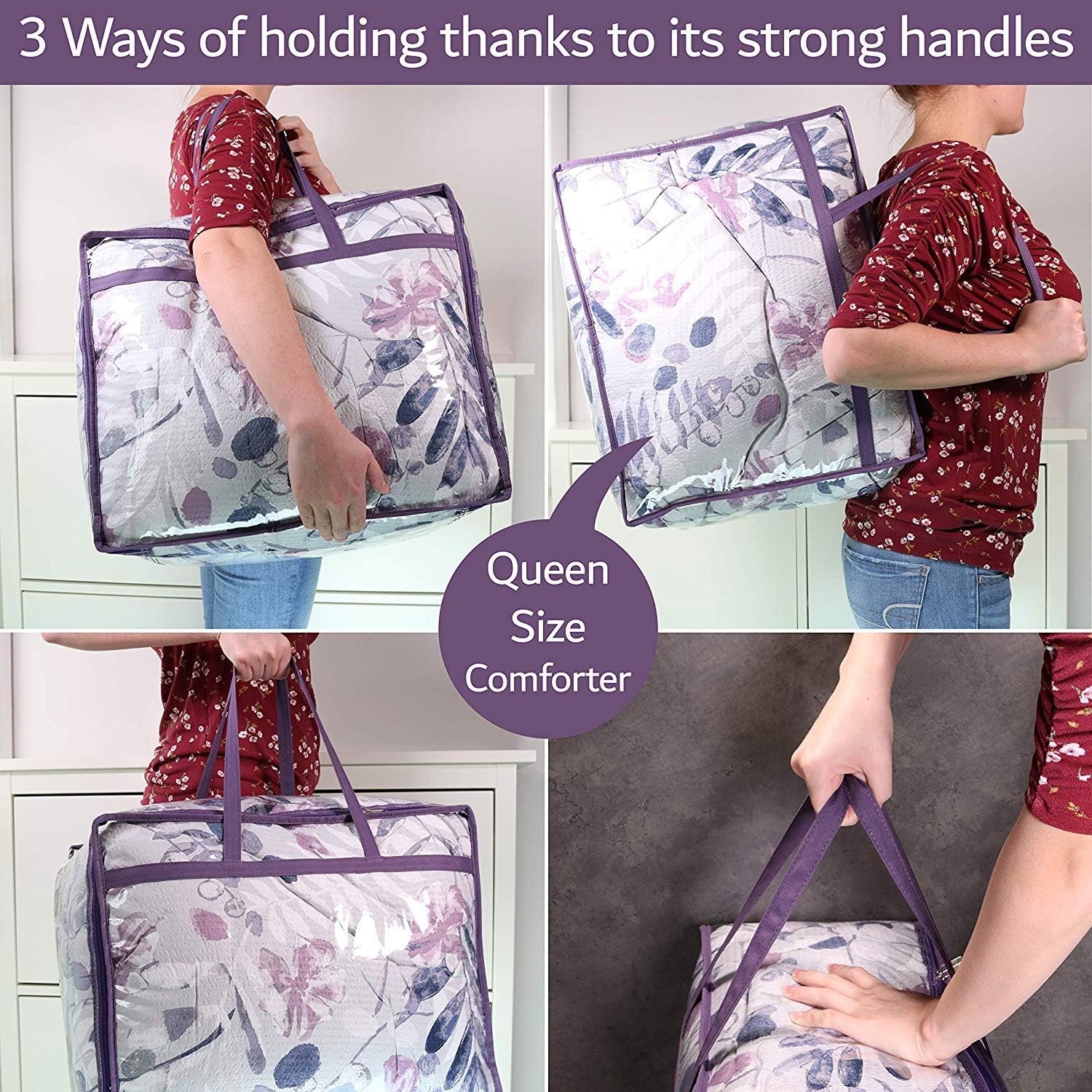 Clear Vinyl Zippered Storage Bags (3-Pack) – 40L Heavy-Duty Organizer