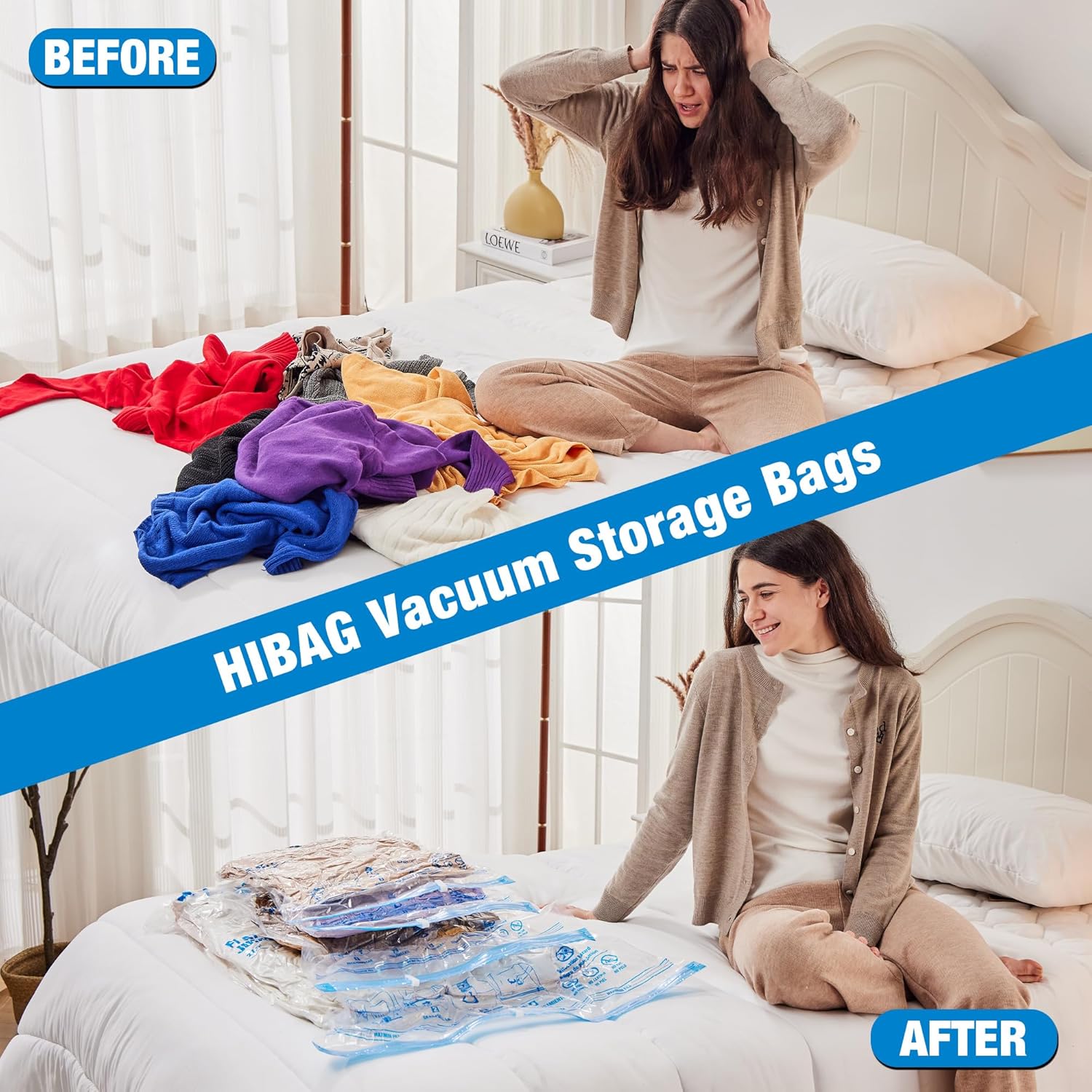 10 Jumbo Vacuum Storage Bags with Hand Pump – Space Saver Bags