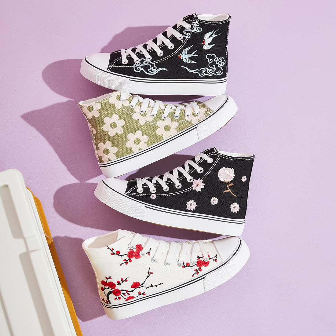 Women’s High-Top Canvas Sneakers – Lace-Up Casual Walking Shoes