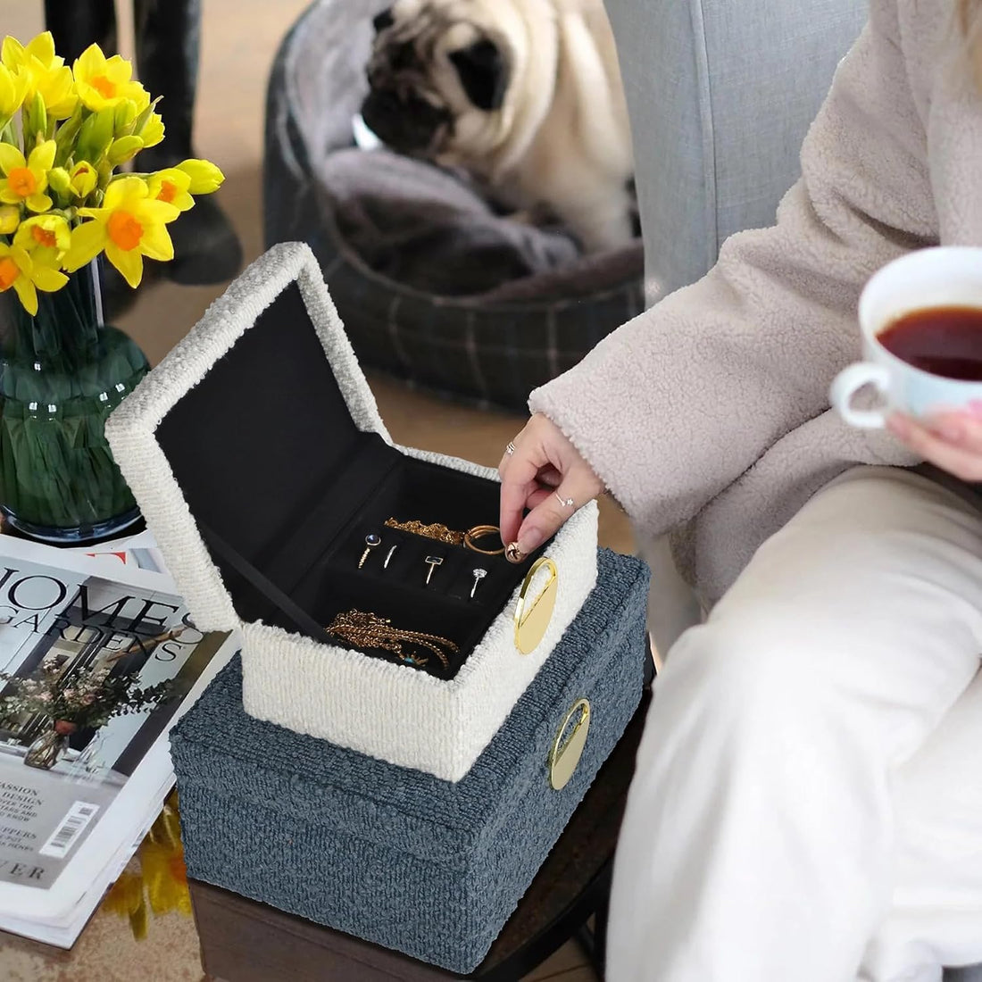 Velvet Jewelry Box Set – 2-Piece Modern Keepsake & Storage Organizer