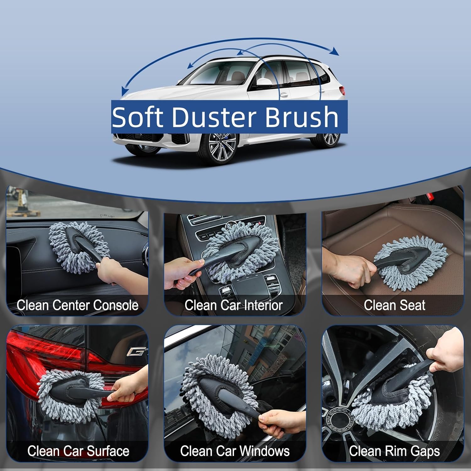 Car Interior Duster & Detail Brush Cleaning Gel Kit – Soft Dash Vent