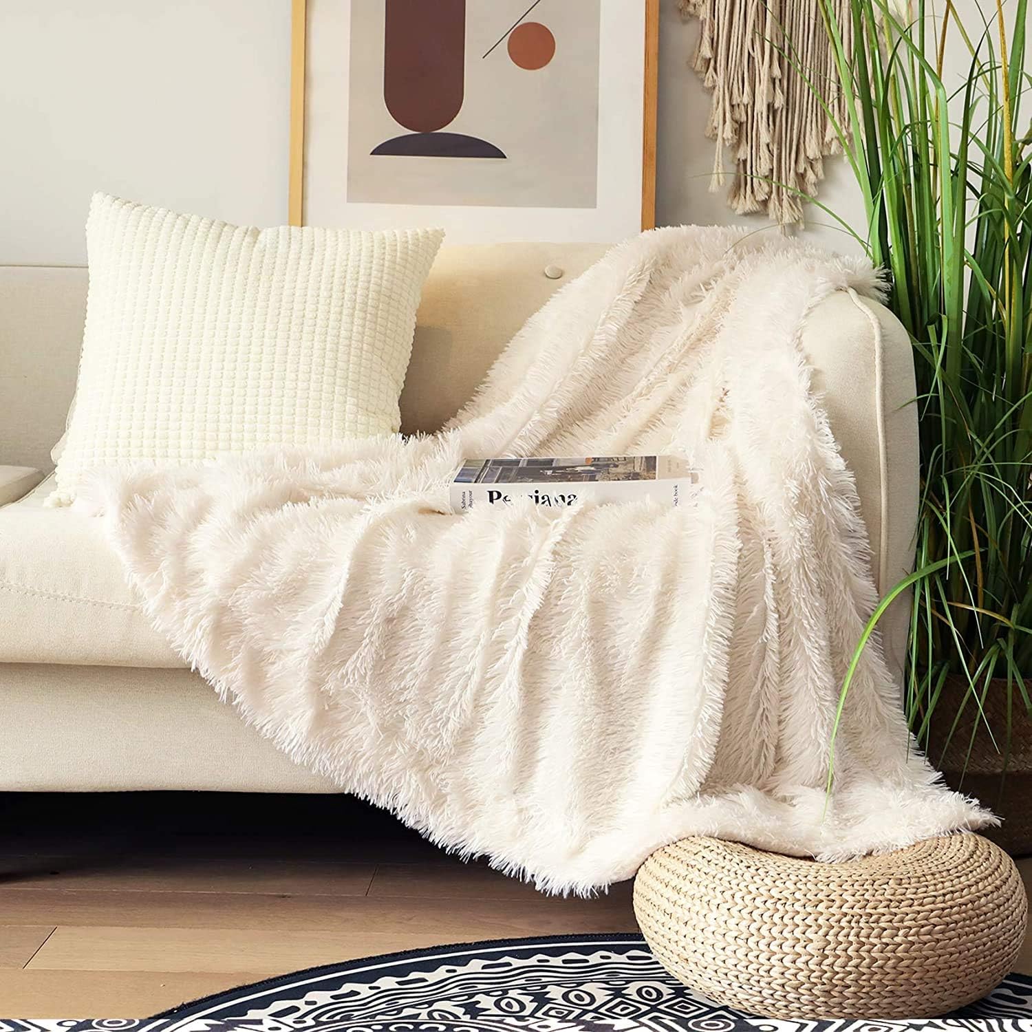 Decorative Extra Soft  Faux Fur Throw Blanket 50" x 60",Solid