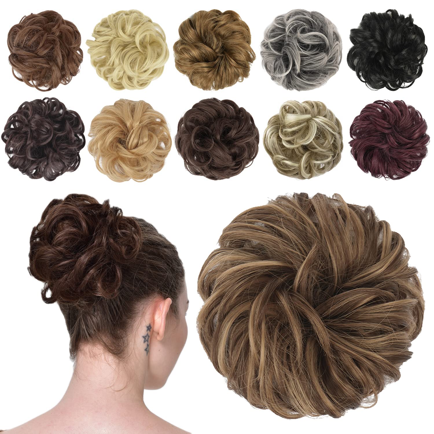 Messy Bun Hair Piece – Elastic Curly Scrunchie for Women