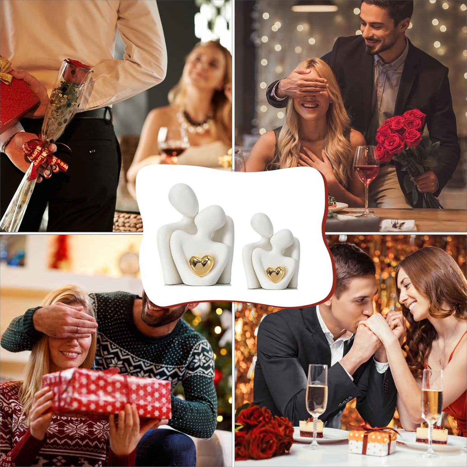 Mini Couple Statue – Abstract Love Decor for TV Stand & Office