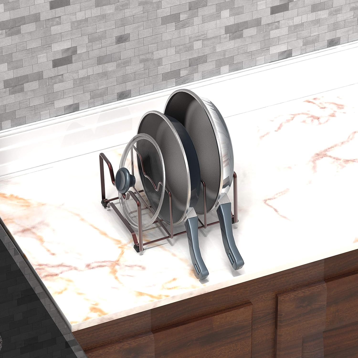 2-Pack Bakeware &amp; Pan Organizer Rack – 3-Compartment Kitchen