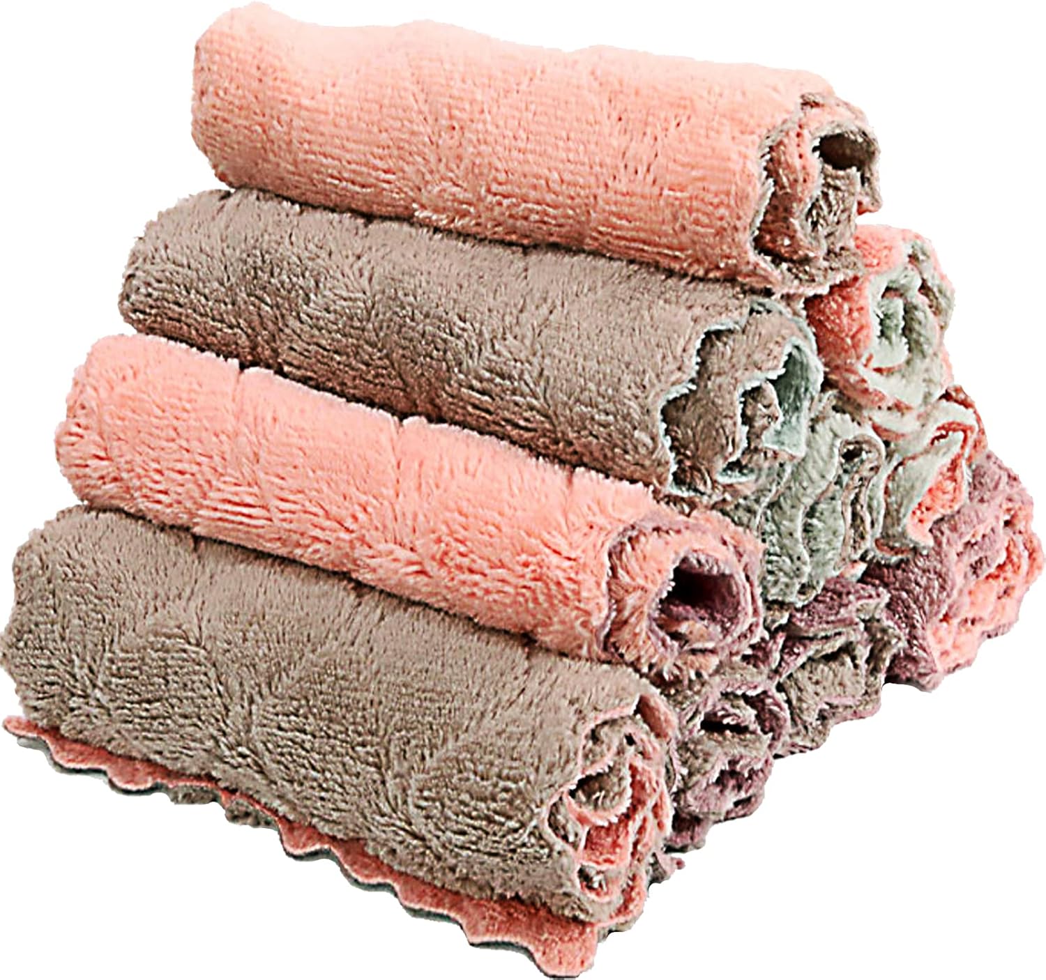 Microfiber Kitchen Washcloths – Super Absorbent Coral Velvet Dishtowels