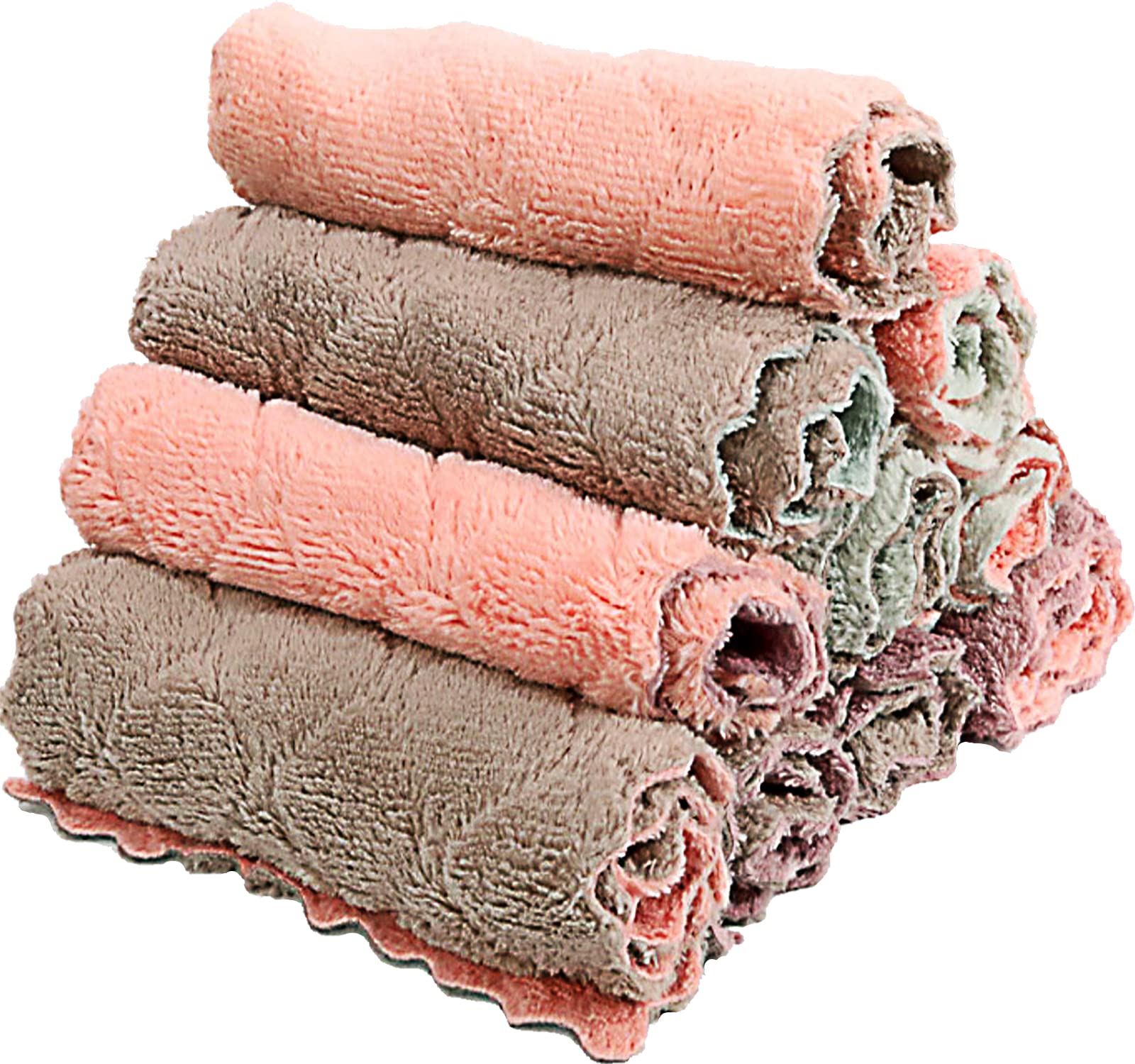 Microfiber Kitchen Washcloths – Super Absorbent Coral Velvet Dishtowels