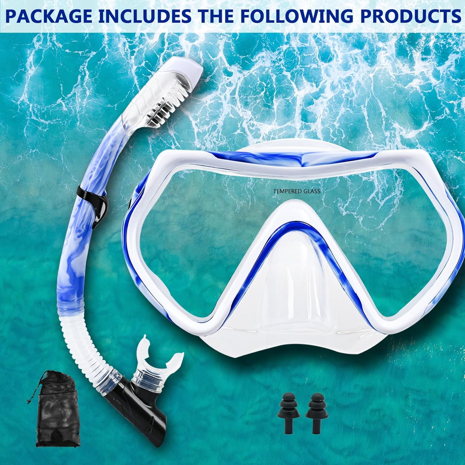 Full Face Snorkel Mask Set – Dry Snorkel & Goggles for Adults