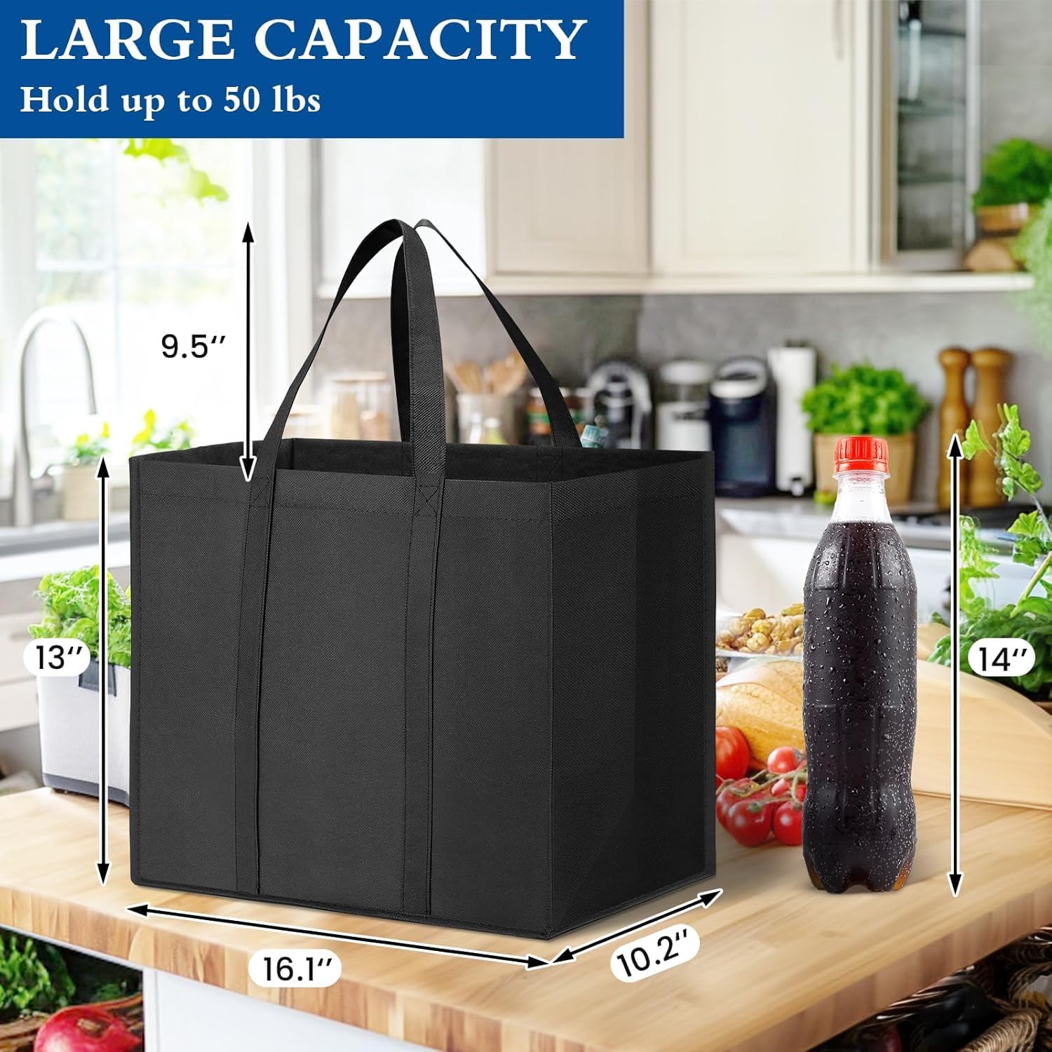 Reusable Grocery Shopping Bags – 10 Pack Large Foldable Tote Bags