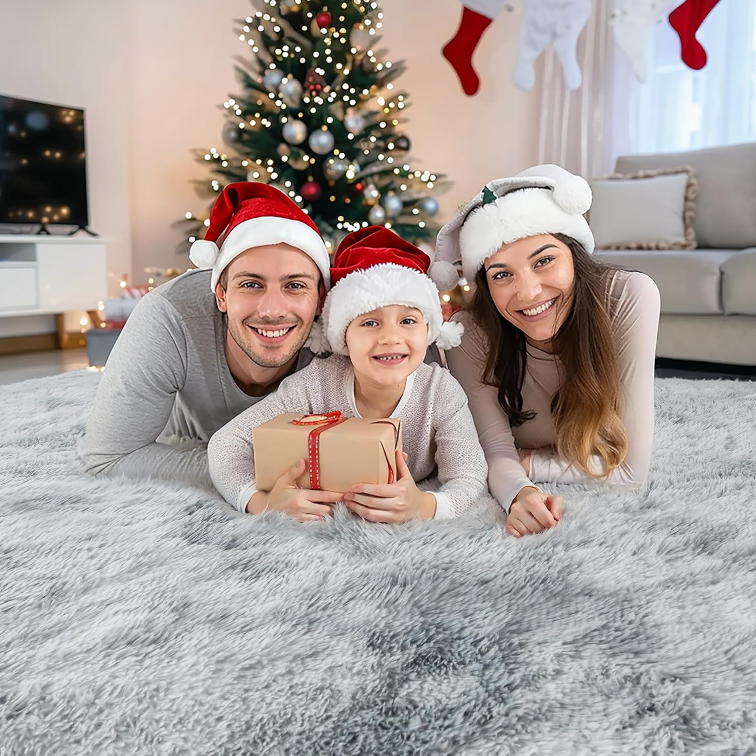 4x6 Light Grey Fluffy Shag Rug – Ultra Soft Washable Plush Carpet for Bedroom