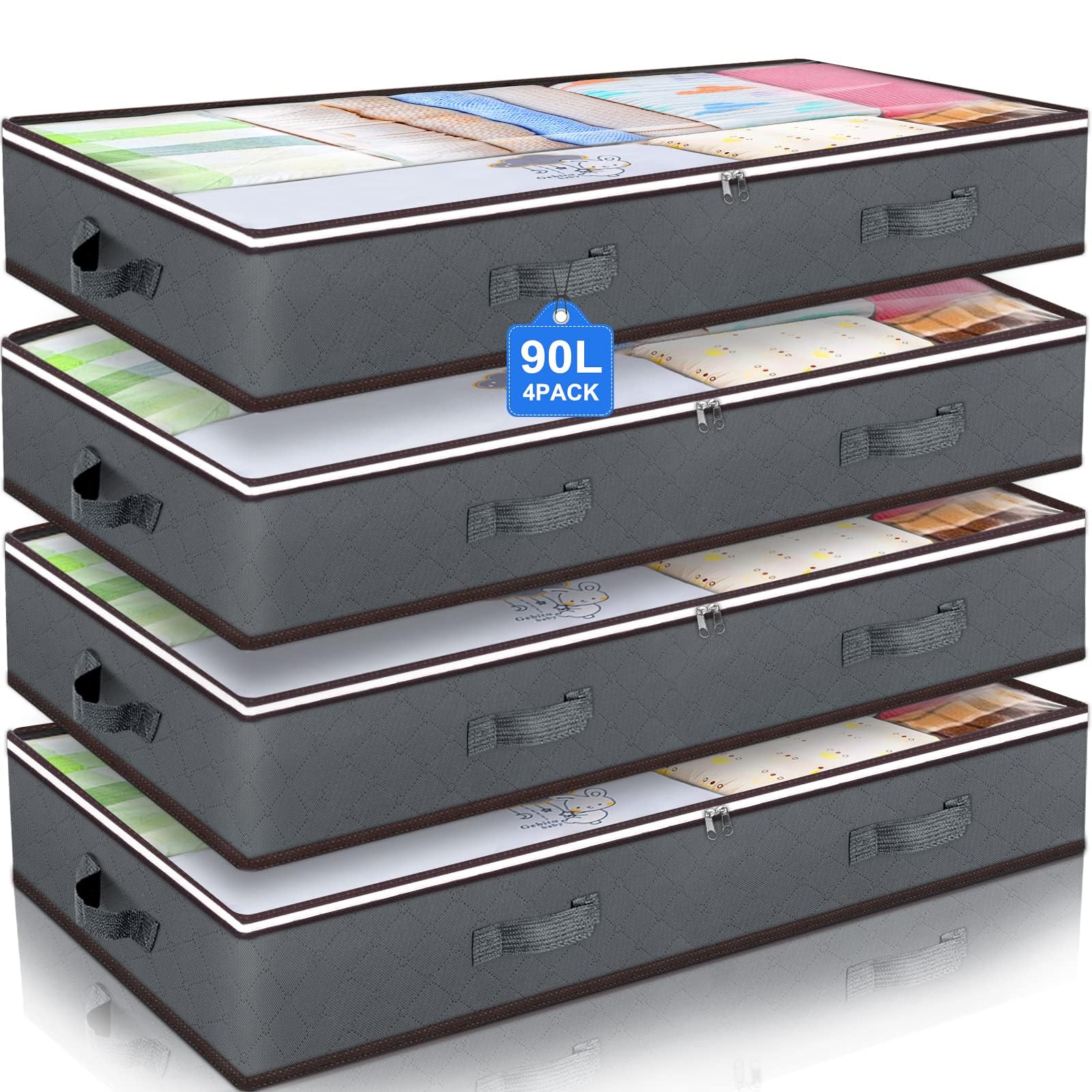 90L Foldable Under-Bed Storage Bags – Large Breathable Organizer