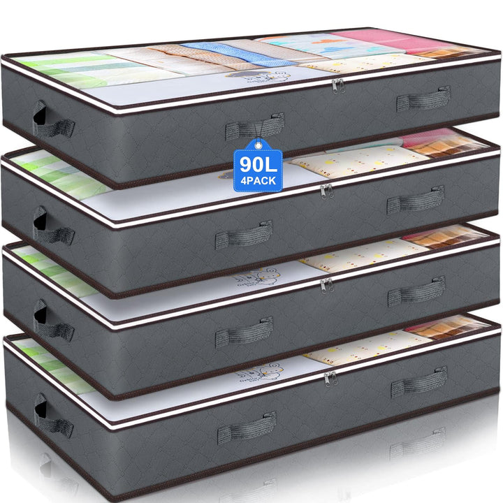 90L Foldable Under-Bed Storage Bags – Large Breathable Organizer