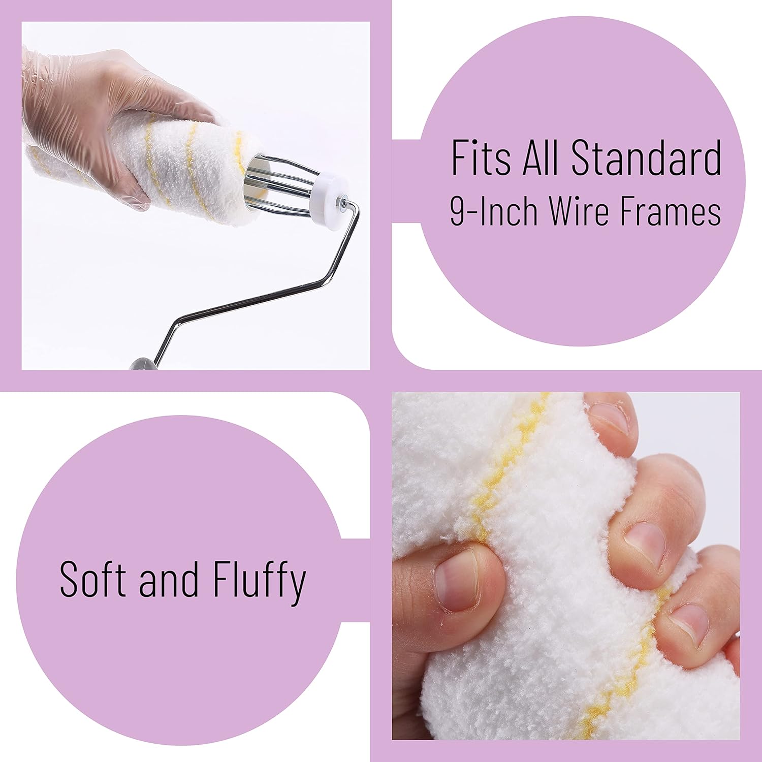 Paint Roller Covers, 9" Roller Covers, Pack of 5, Covers for Paint Rollers