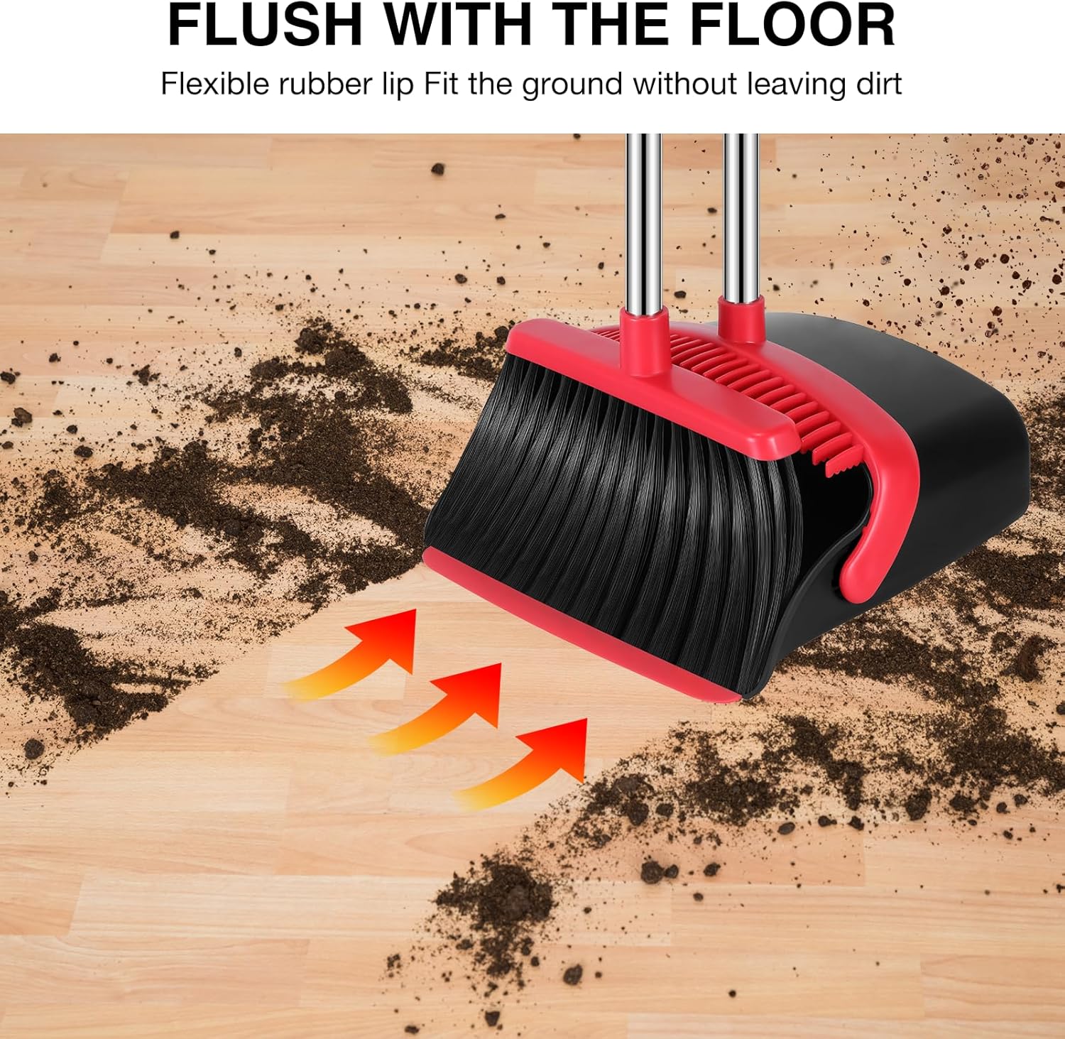 Broom and Dustpan Set – 52" Long Handle Broom with Upright Dustpan