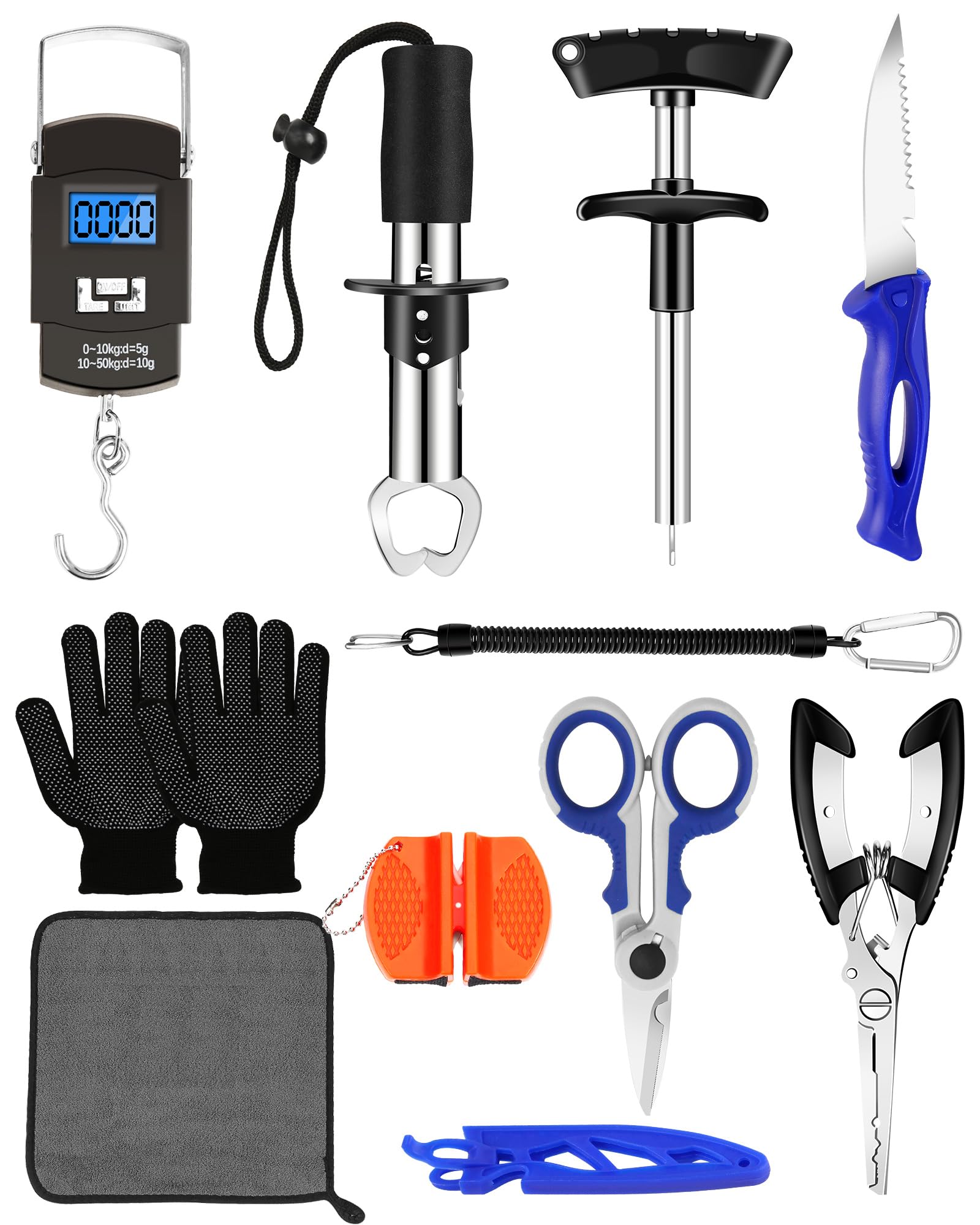Fishing Tool Kit with Scale, Pliers, Knife & Gripper – 6 Pc Set