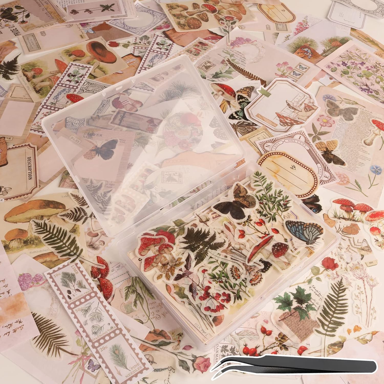 200 Vintage Scrapbook Stickers – Washi  Matte Set for Journals Crafts