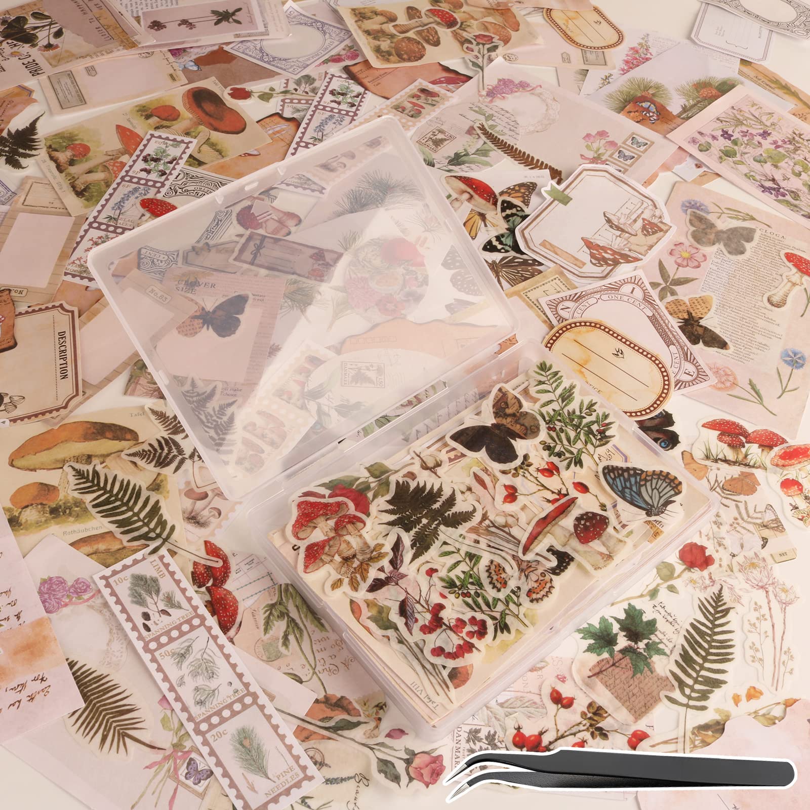 200 Vintage Scrapbook Stickers – Washi  Matte Set for Journals Crafts