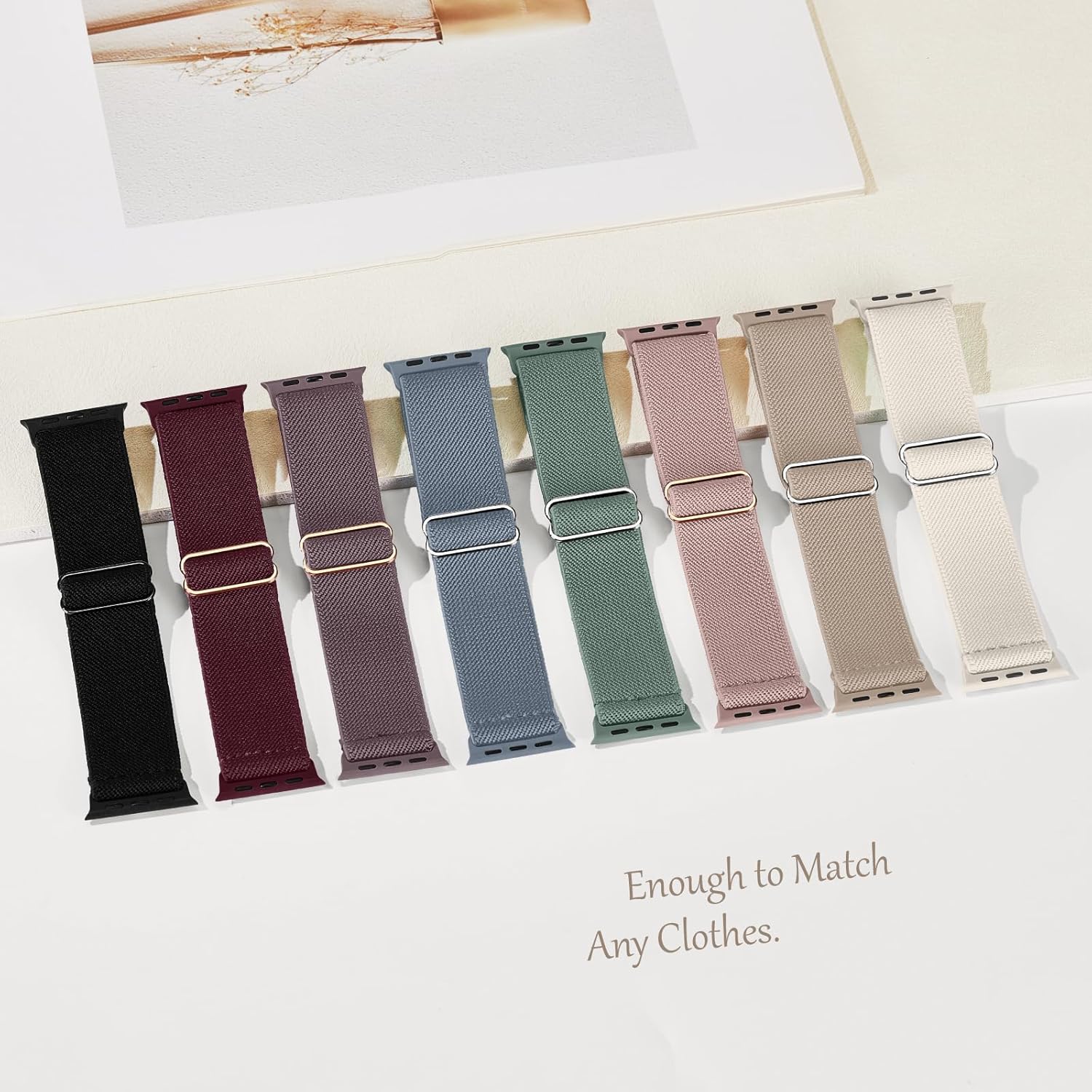 8-Pack Stretchy Nylon Braided Solo Loop Bands – Adjustable Apple Watch Straps for Men  Women, Fits 38mm-49mm