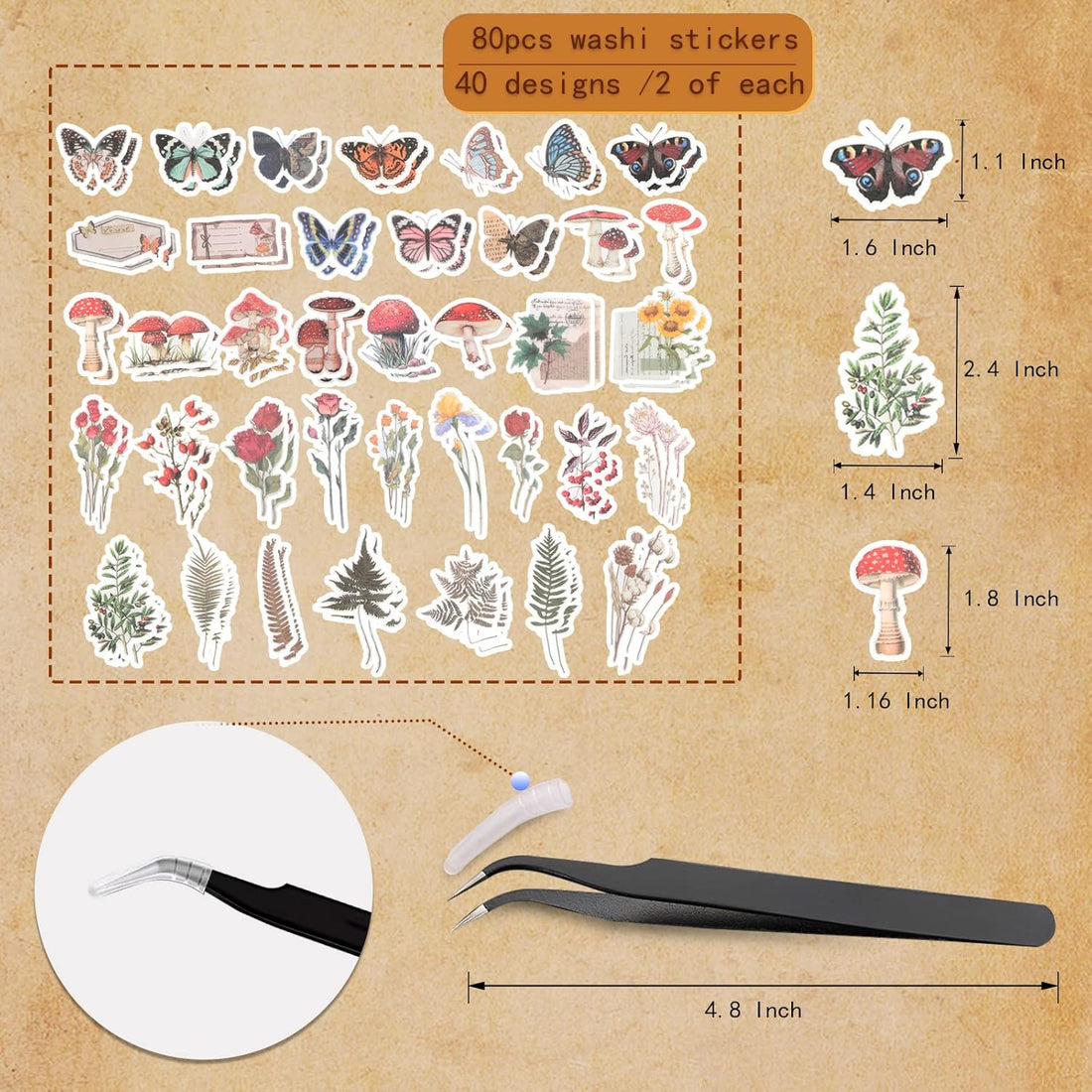200 Vintage Scrapbook Stickers – Washi  Matte Set for Journals Crafts