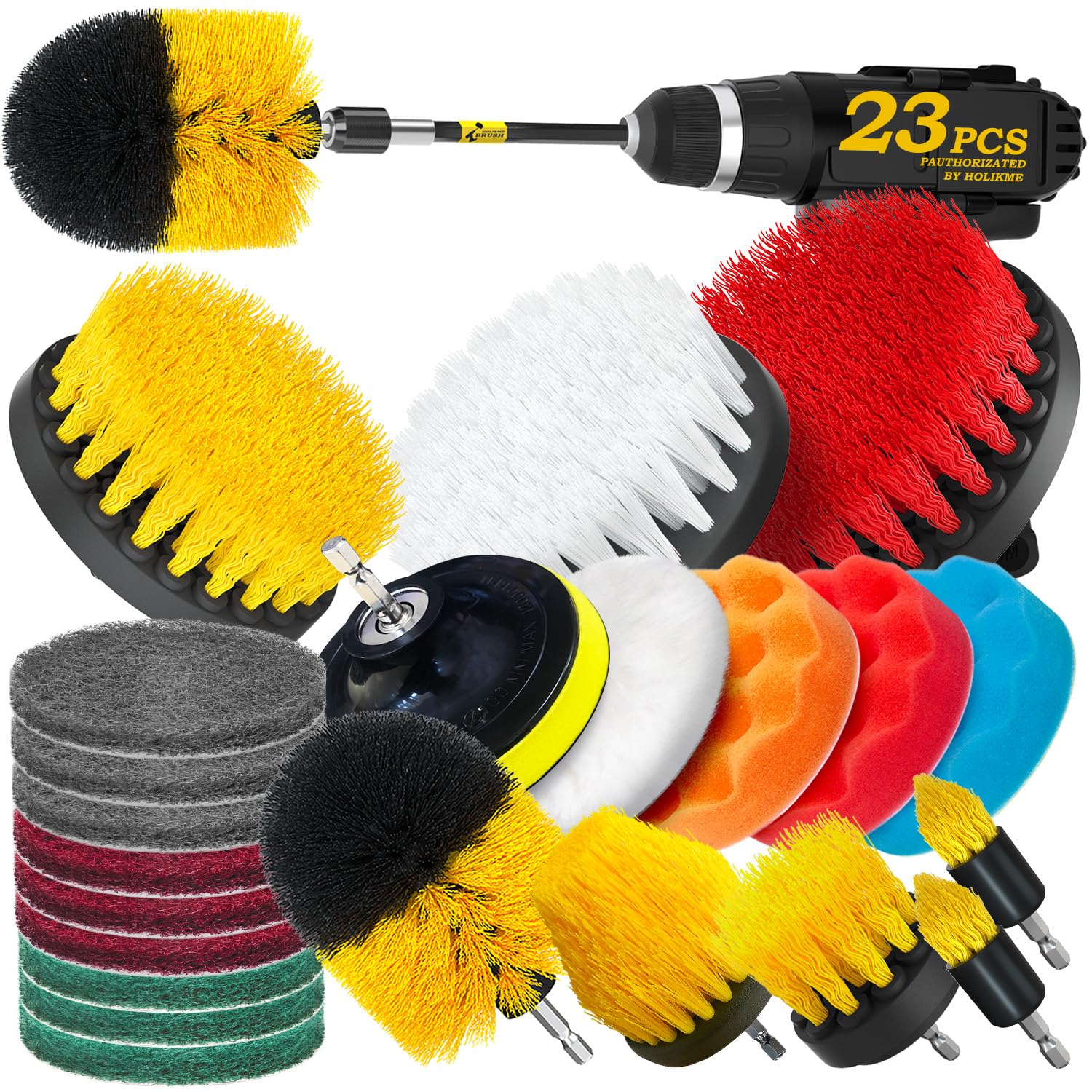 23 Pack Drill Brush Attachments Set – Scrub Pads, Sponge, Buffer Polishing Accessories Set
