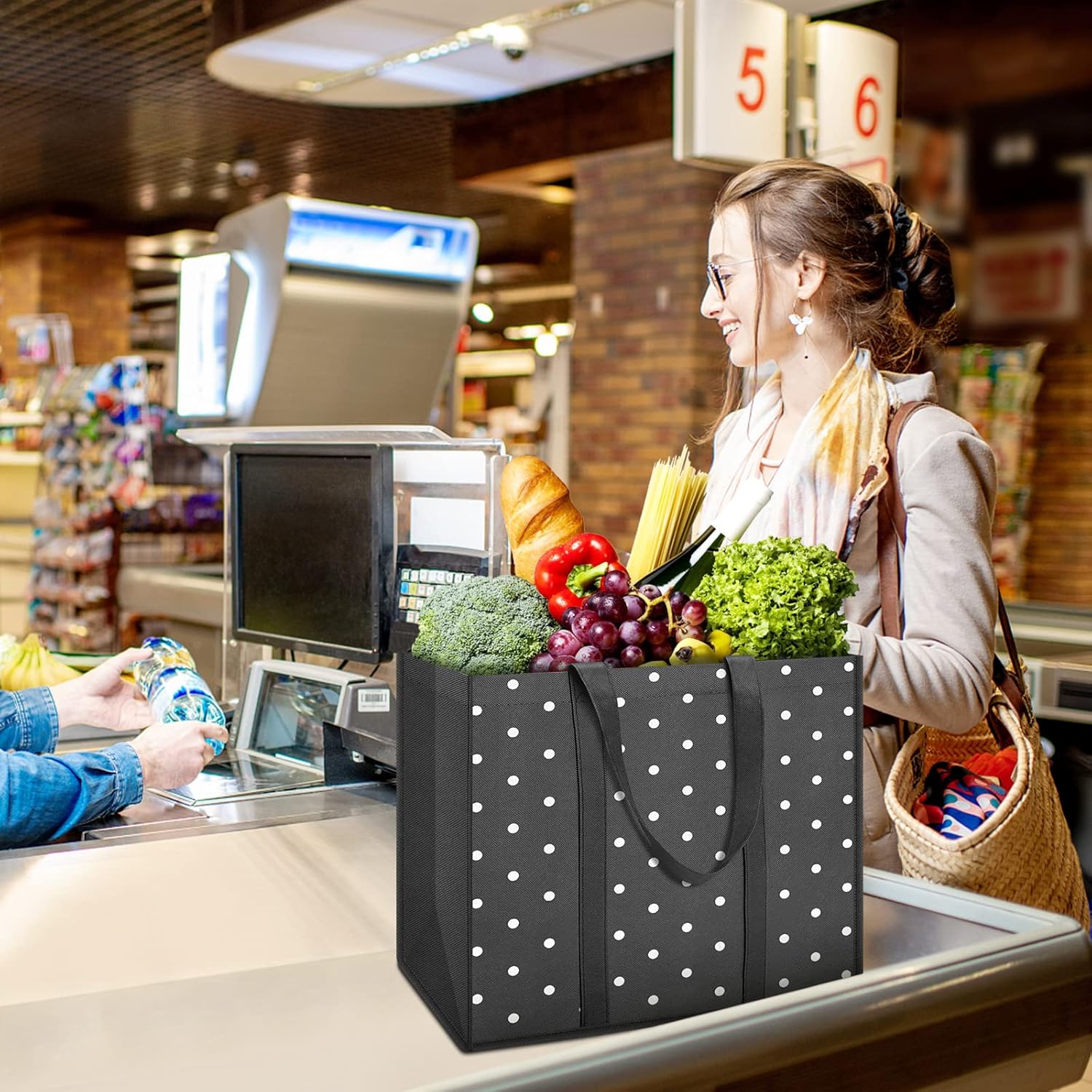 Fab Totes 10-Pack Reusable Grocery Bags – Heavy Duty Waterproof