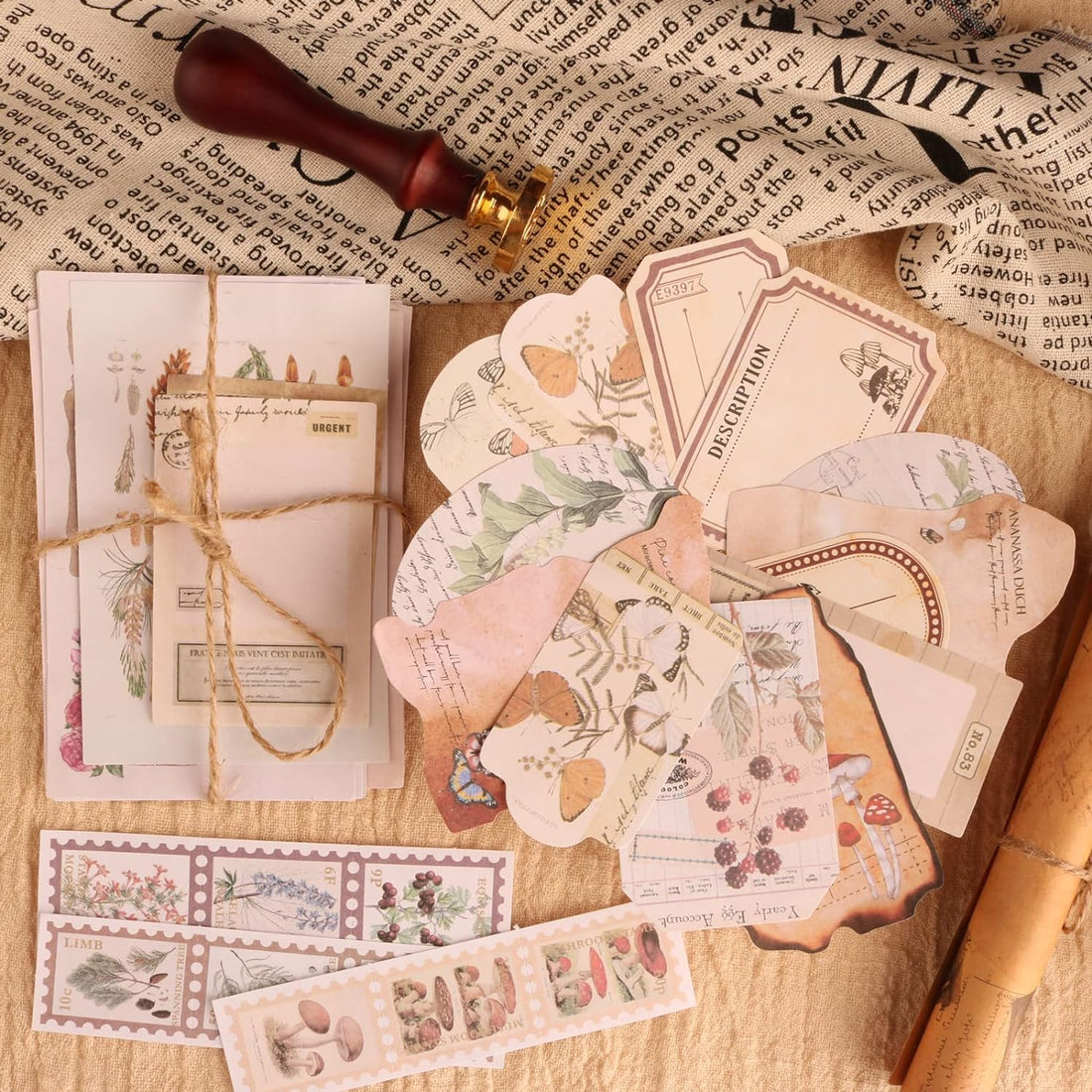 200 Vintage Scrapbook Stickers – Washi  Matte Set for Journals Crafts