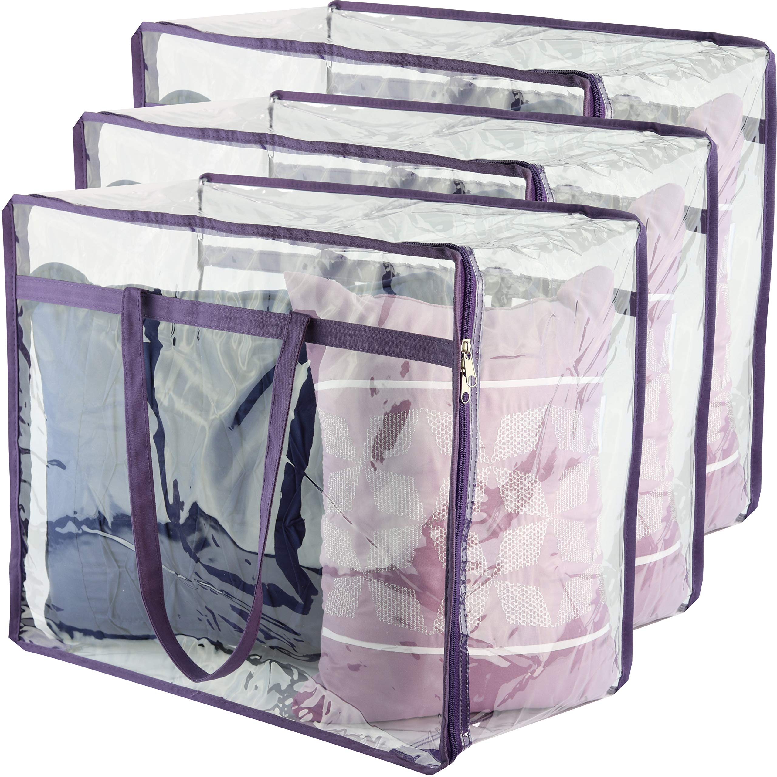 3 Pack Clear Clothes Storage Bags, 40L