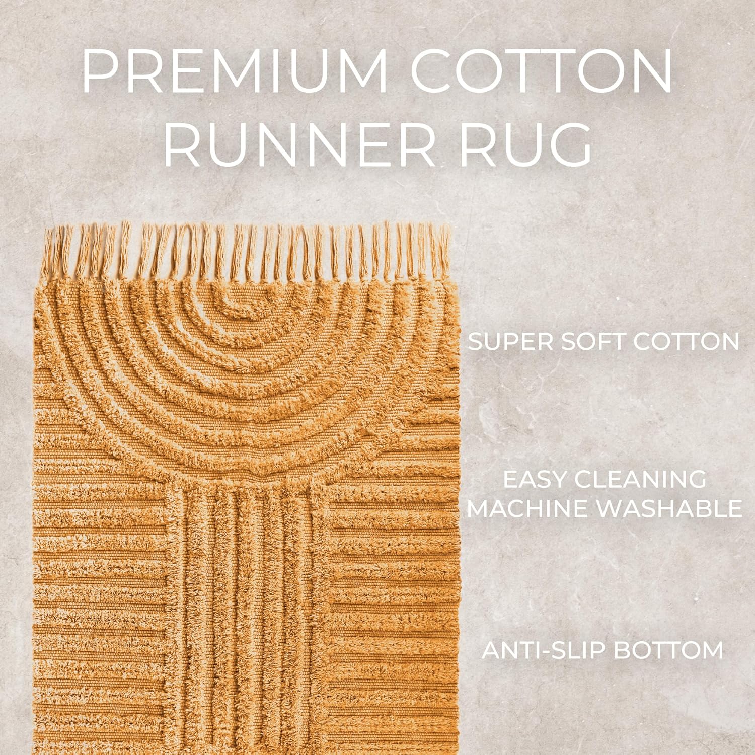 Boho Tassel Cotton Rug – Soft 2x3 ft. Washable Non-Slip Bathroom Mat