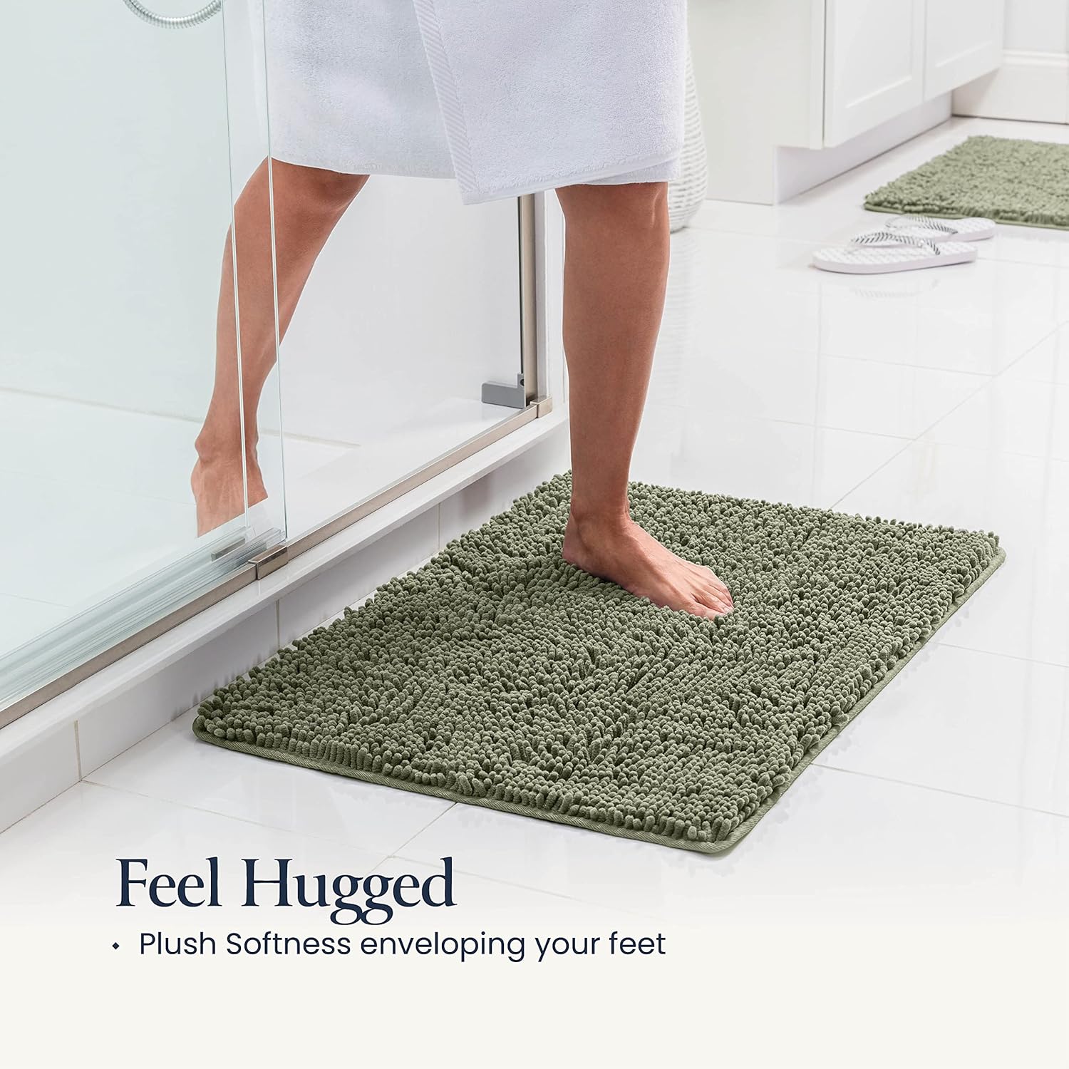 2-Piece Bathroom Rug Set – Plush Chenille Bath Mats with Rubber Backing