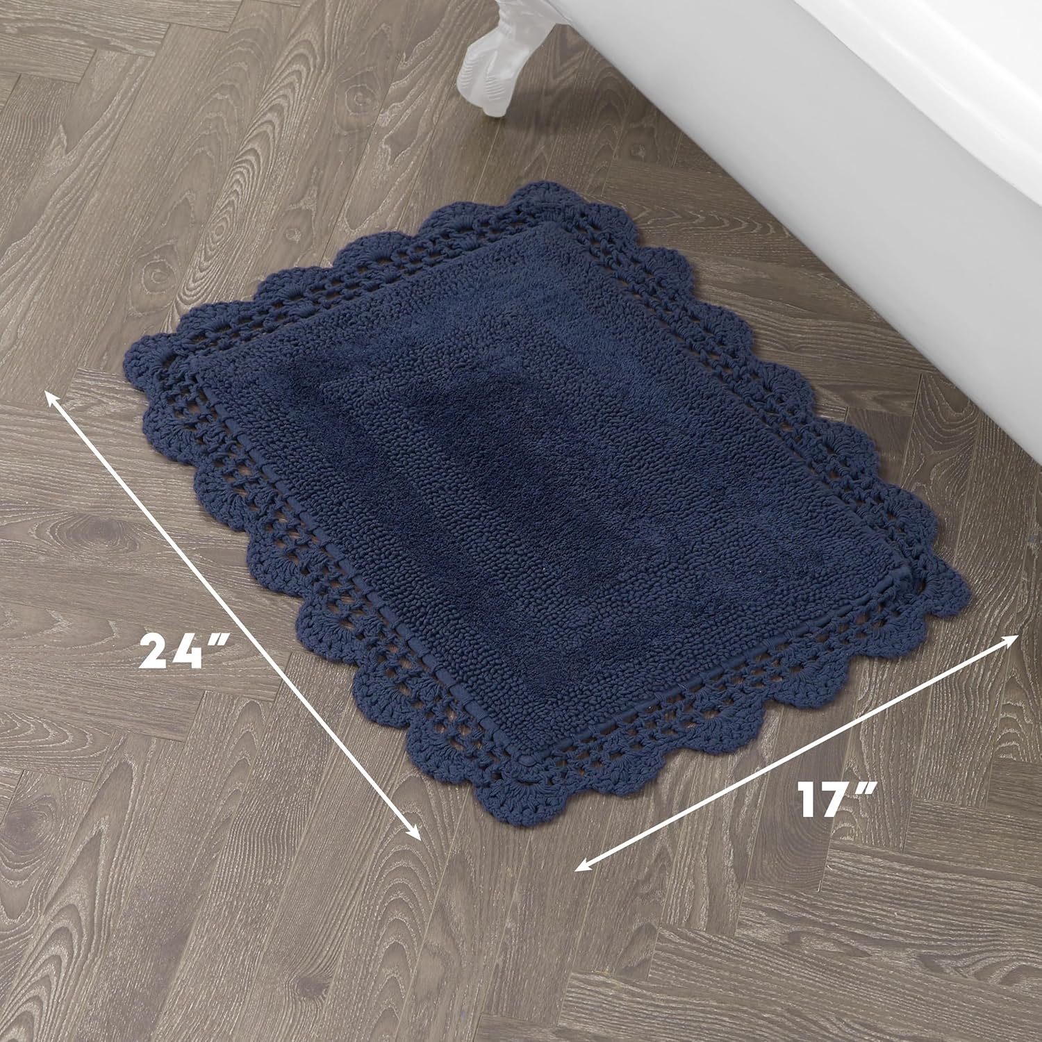 Crochet Cotton Bath Rug Non-Slip Bath Mat – Indigo Decorative Rug