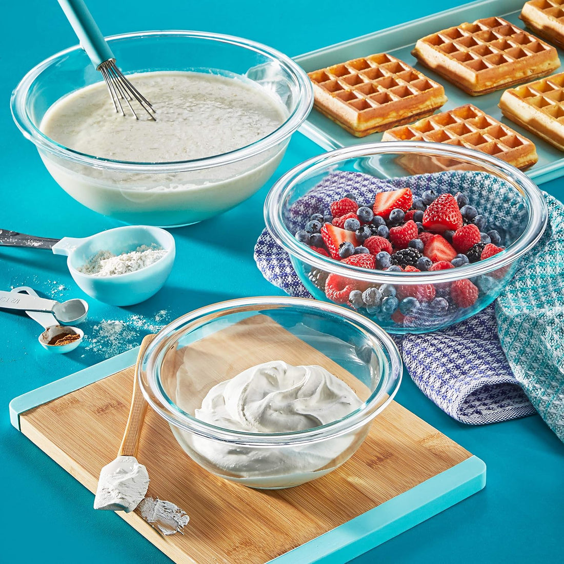 Pyrex Smart Essentials 3-Pack Prepware Set Glass Mixing Bowls