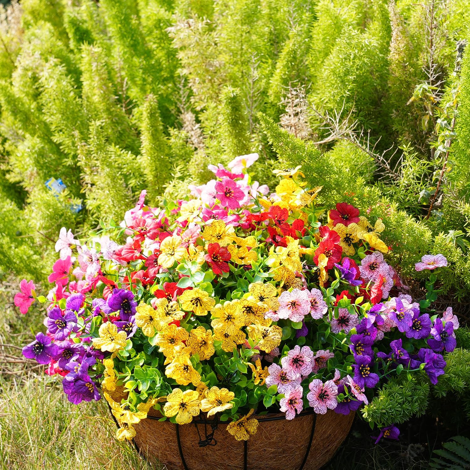 20 Bundles Artificial Outdoor Flowers – UV Resistant Faux Silk Plants for Porch & Patio