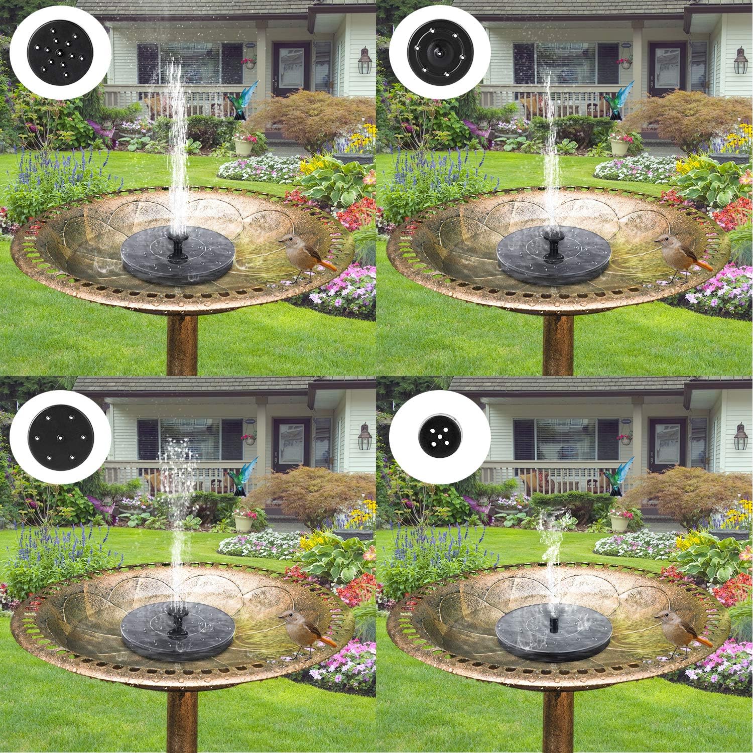 Solar Bird Bath Fountain Pump with 6 Spray Nozzles – Eco-Friendly Outdoor