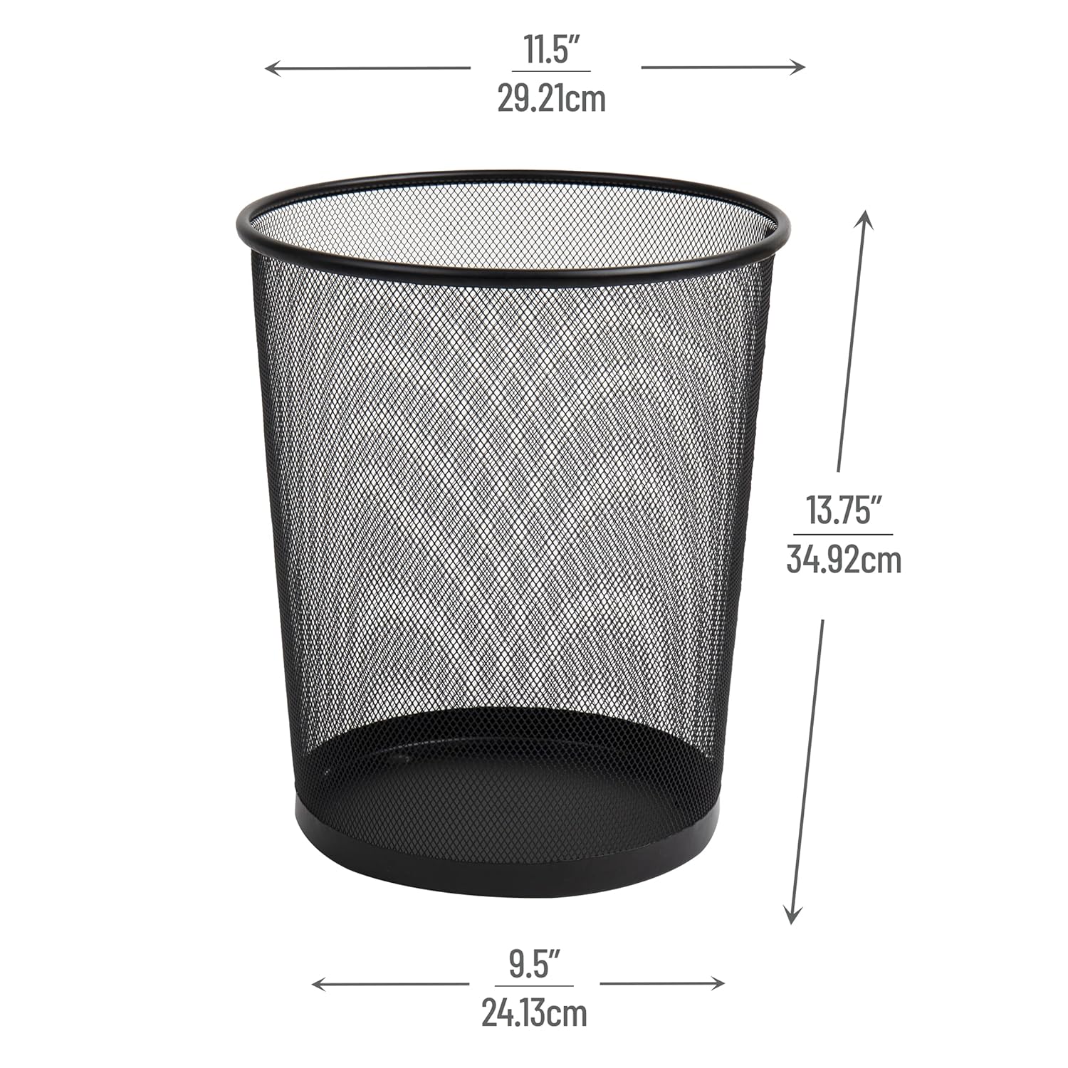 Mind Reader Trash Can, 16.65L Waste Paper Basket Round Metal Mesh
