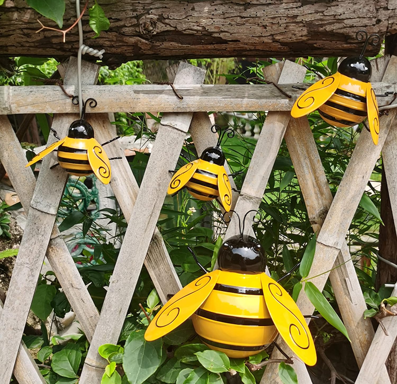 4PCS 3D Metal Bumble Bee Wall Art – Outdoor Garden & Home Decor
