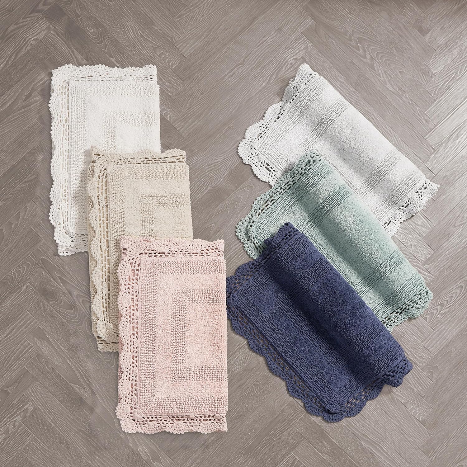 Crochet Cotton Bath Rug Non-Slip Bath Mat – Indigo Decorative Rug