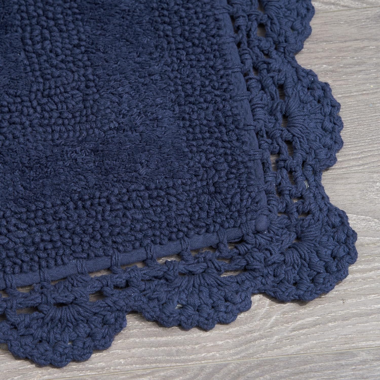 Crochet Cotton Bath Rug Non-Slip Bath Mat – Indigo Decorative Rug