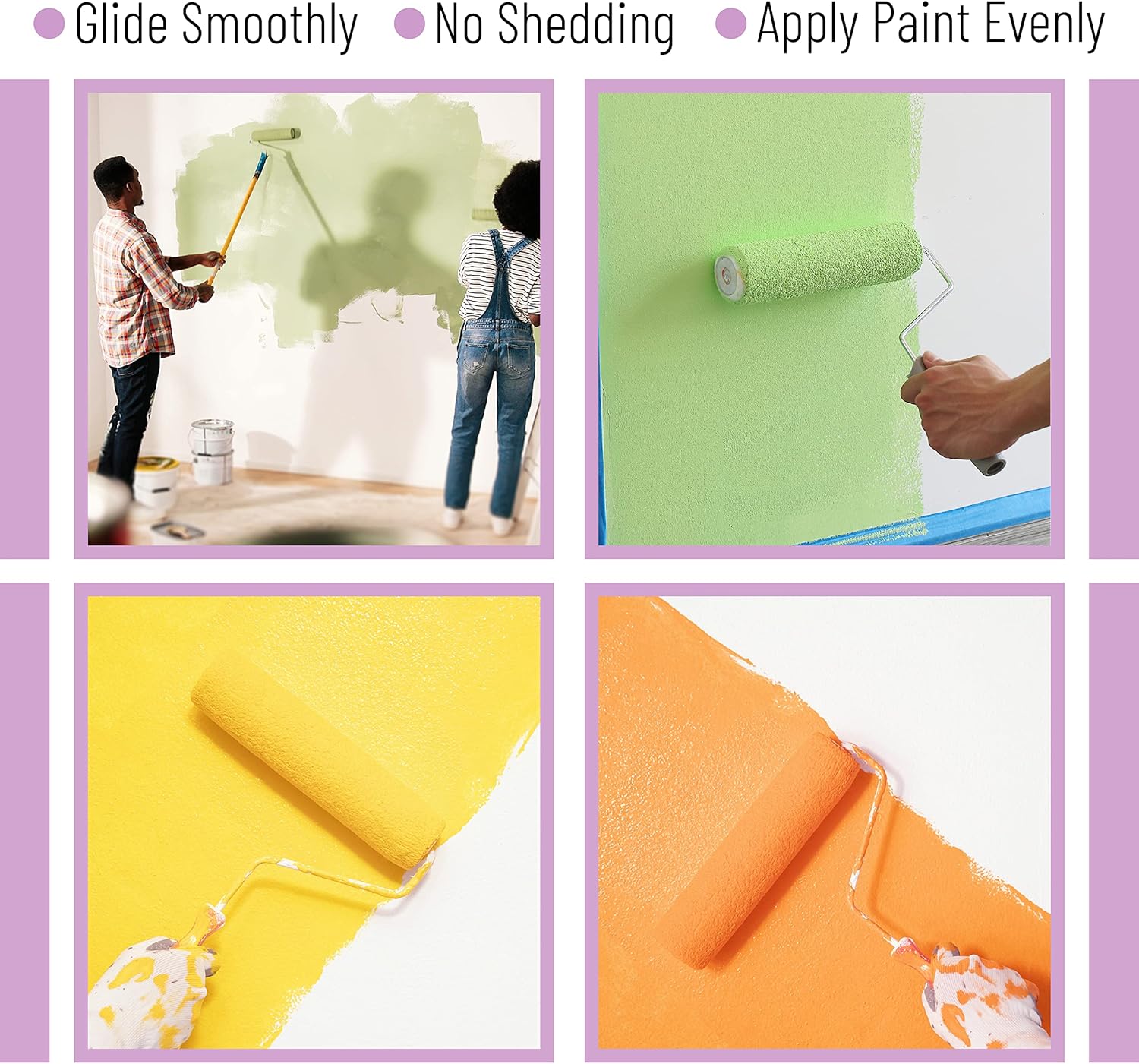 Paint Roller Covers, 9" Roller Covers, Pack of 5, Covers for Paint Rollers