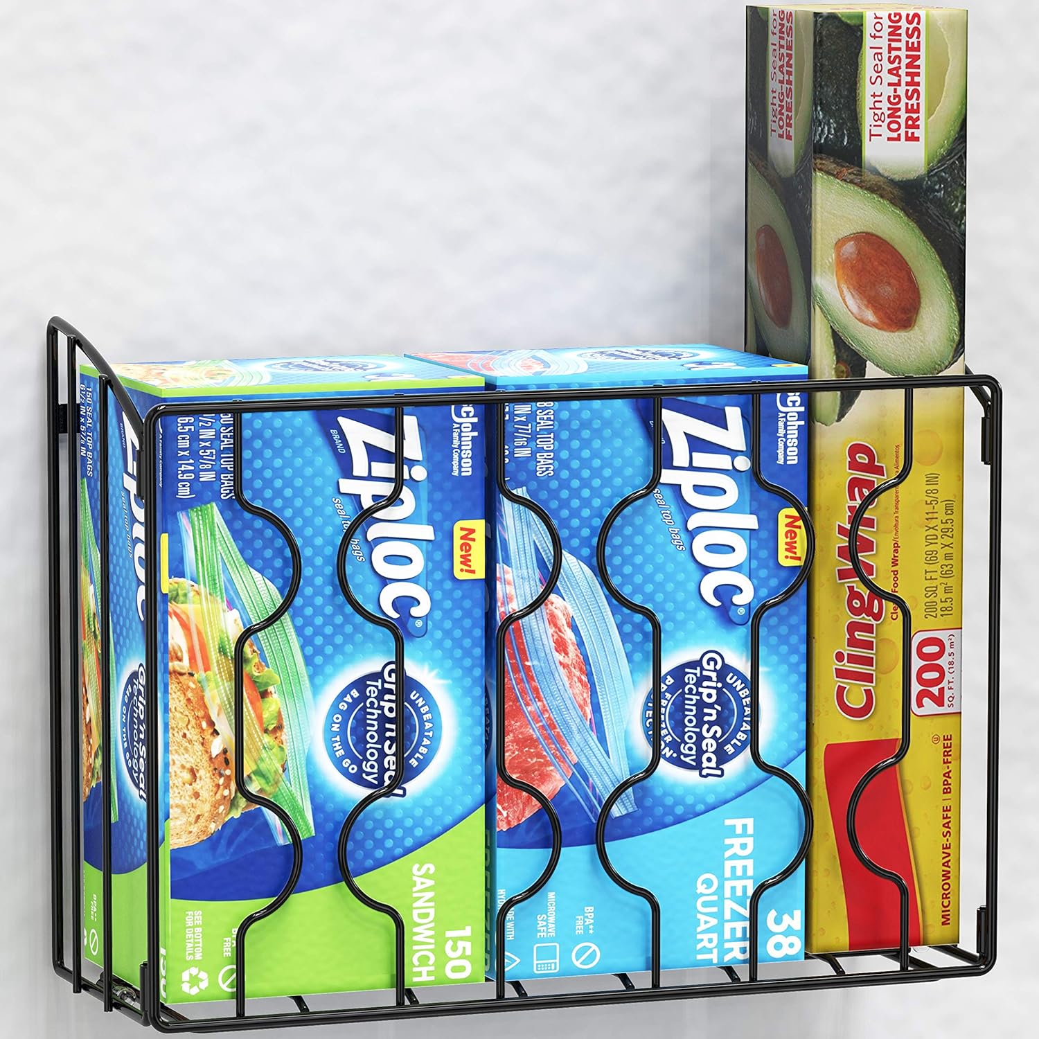 Wall or Door Mounted Kitchen Wrap Organizer Rack – Heavy-Duty